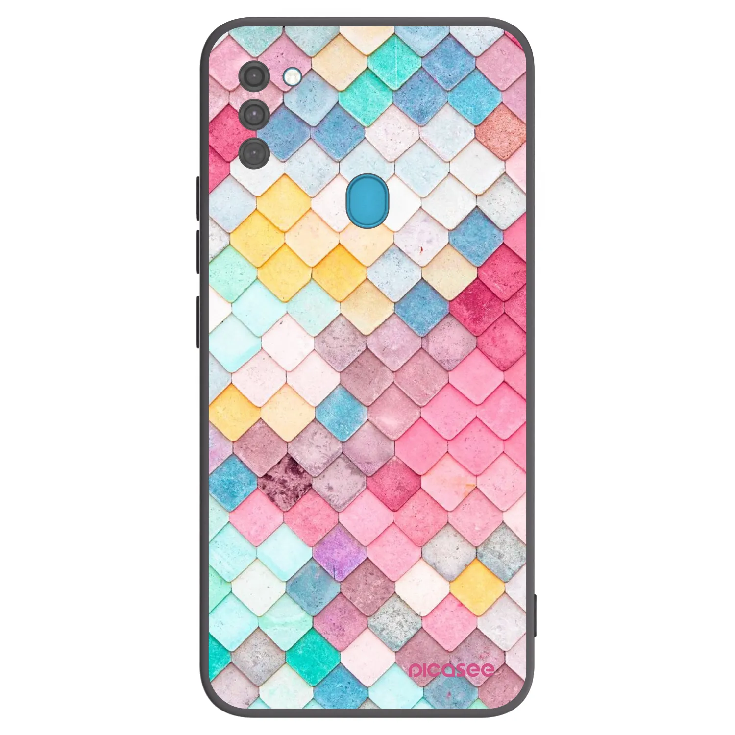 Picasee silikonowe czarne etui na Samsung Galaxy M11 - Colorful roof