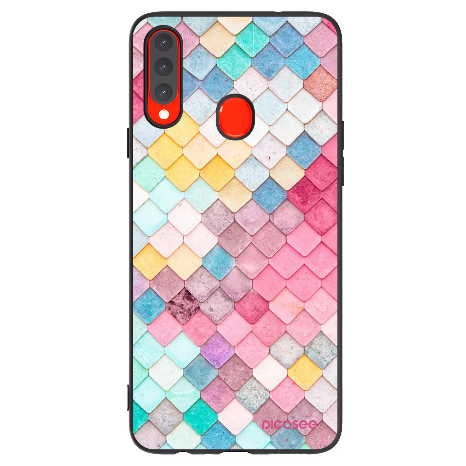 Picasee silikonowe czarne etui na Samsung Galaxy A20s - Colorful roof