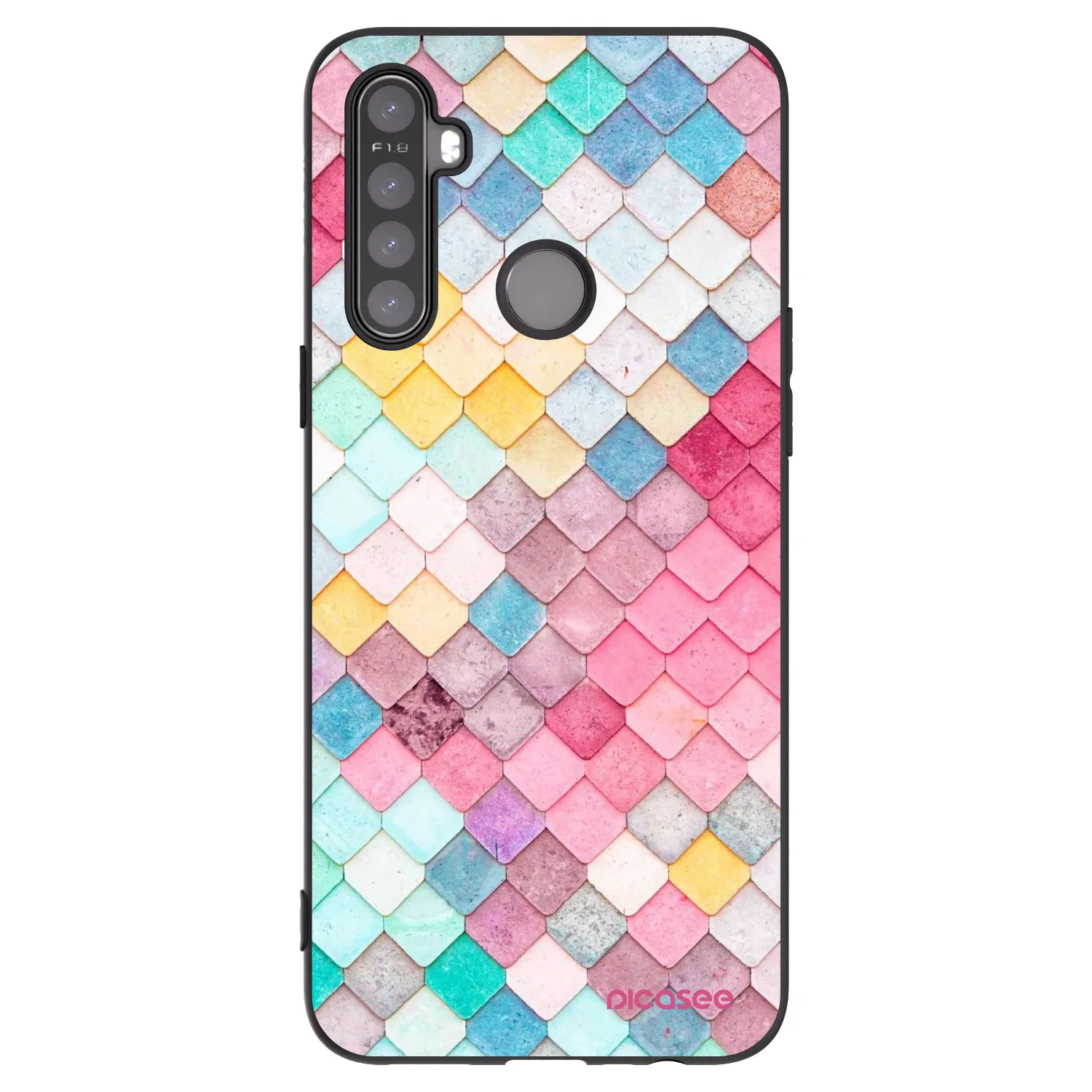 Picasee silikonowe czarne etui na Realme 5 - Colorful roof
