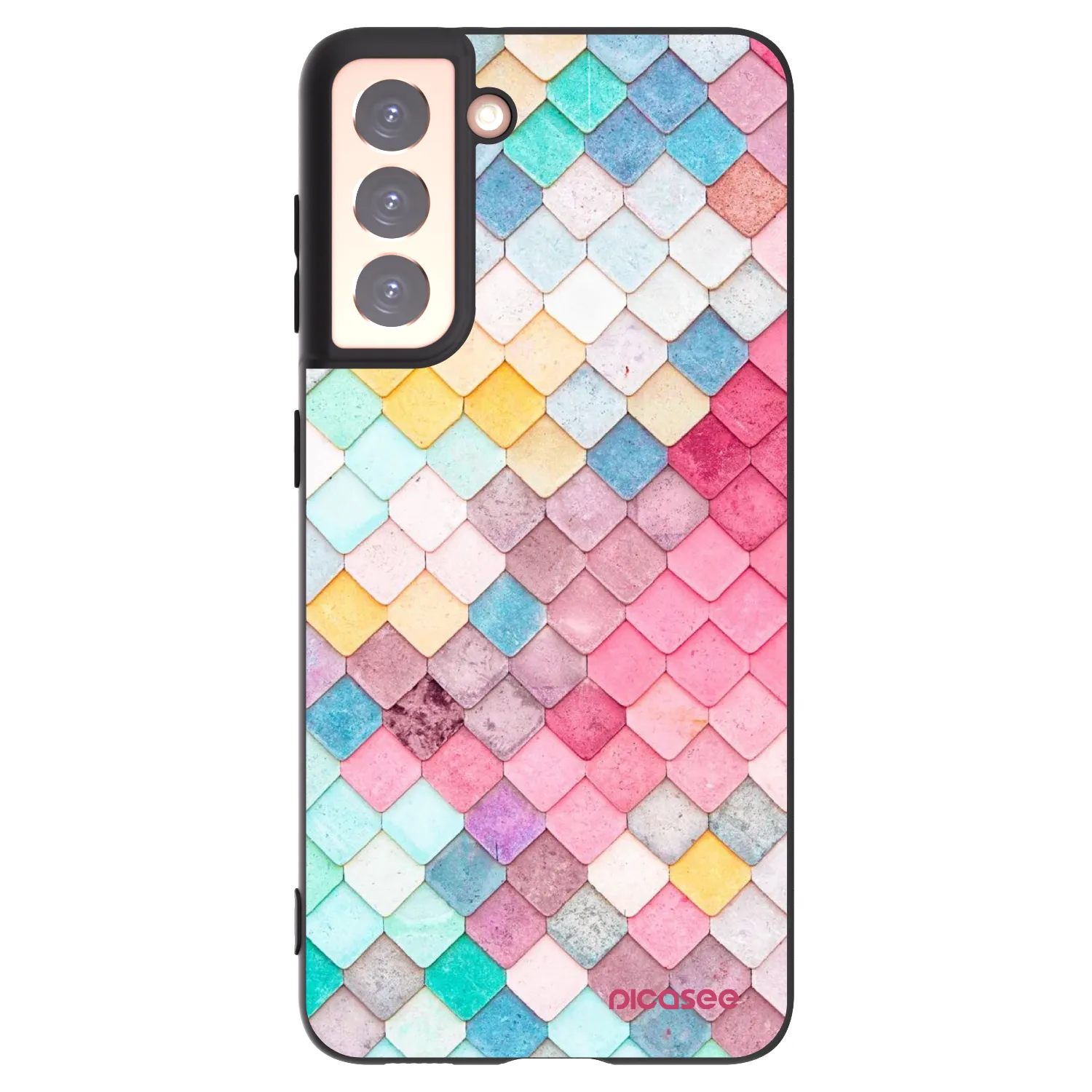 Picasee silikonowe czarne etui na Samsung Galaxy S21 5G G991B - Colorful roof