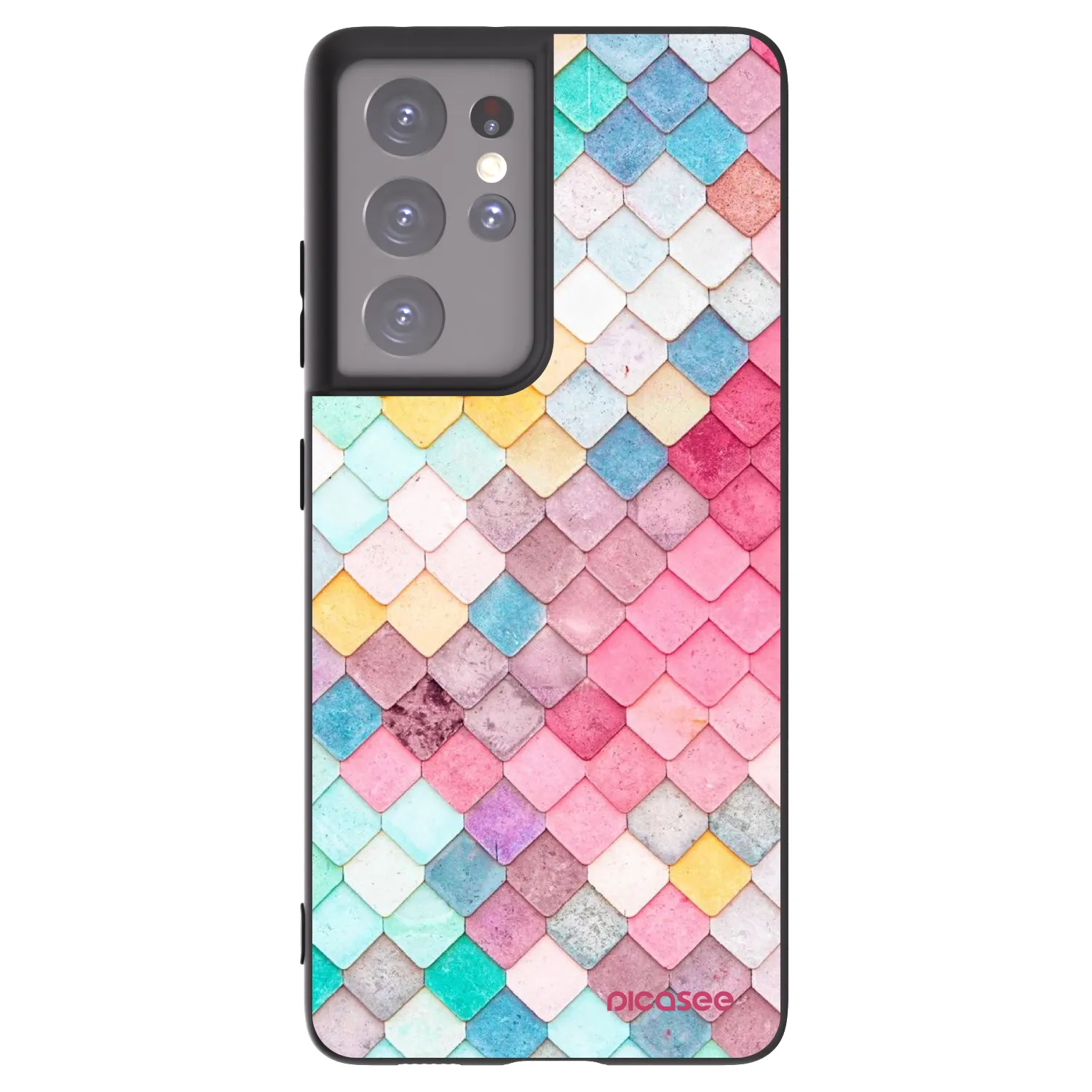 Picasee silikonowe czarne etui na Samsung Galaxy S21 Ultra 5G G998B - Colorful roof
