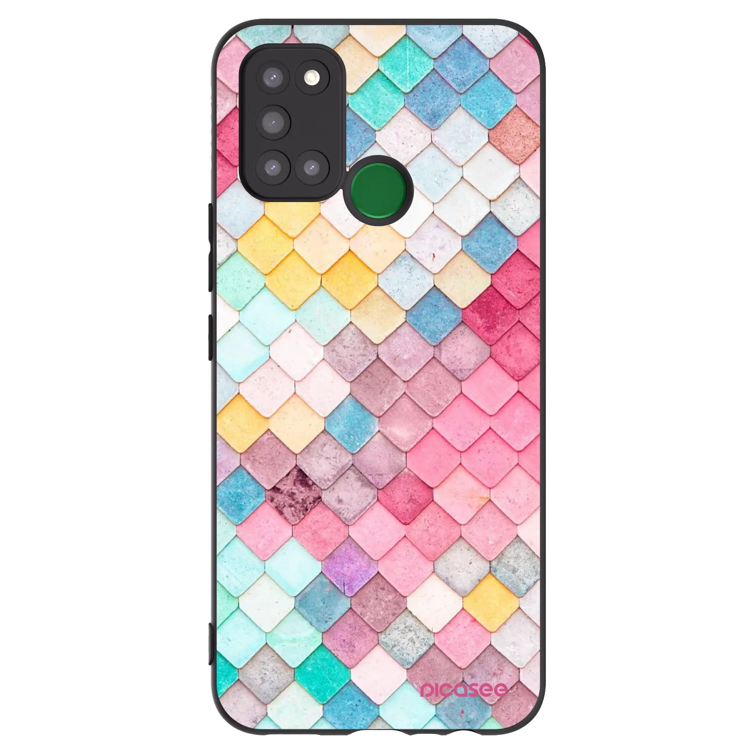 Picasee silikonowe czarne etui na Realme 7i - Colorful roof