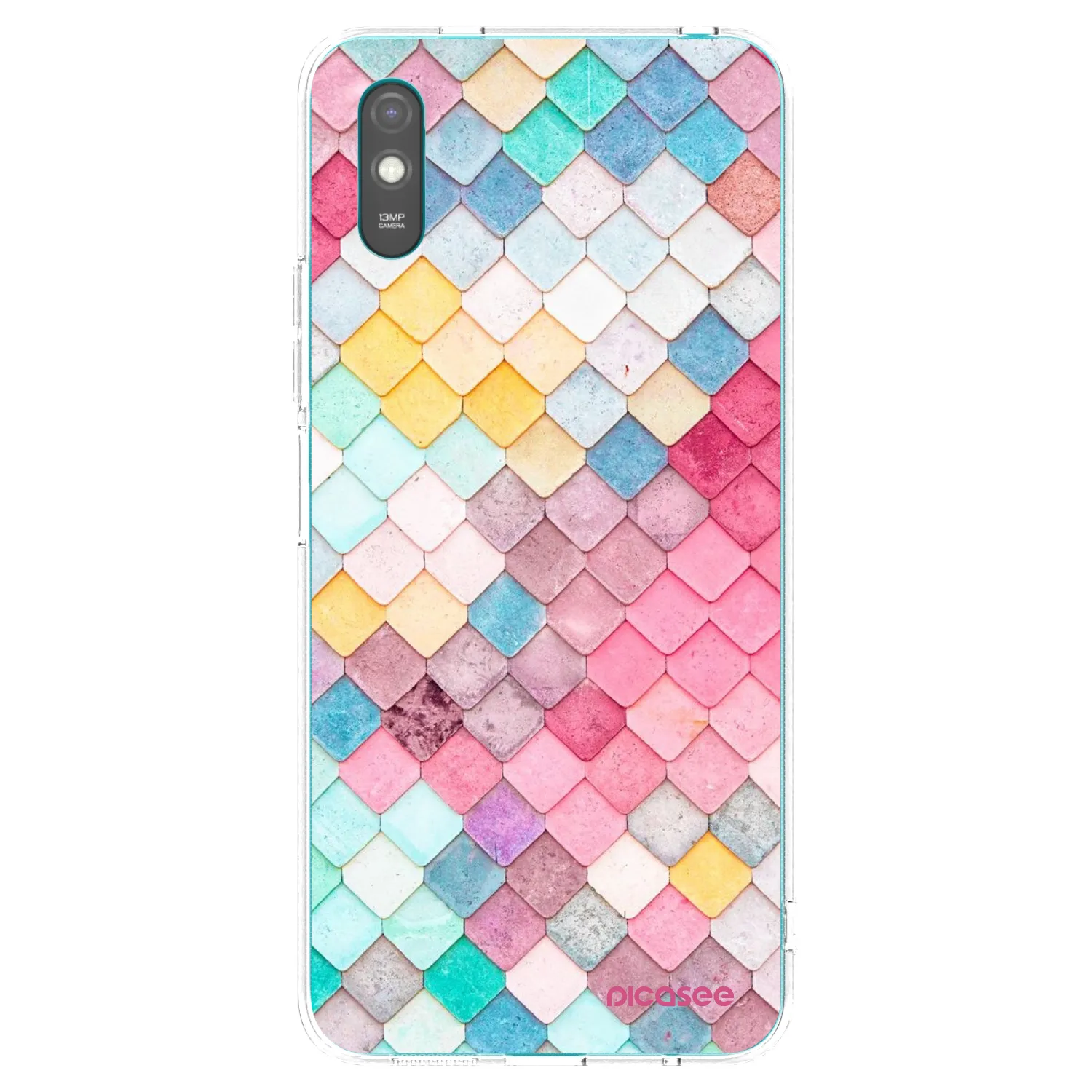 Picasee silikonowe przeźroczyste etui na Xiaomi Redmi 9AT - Colorful roof