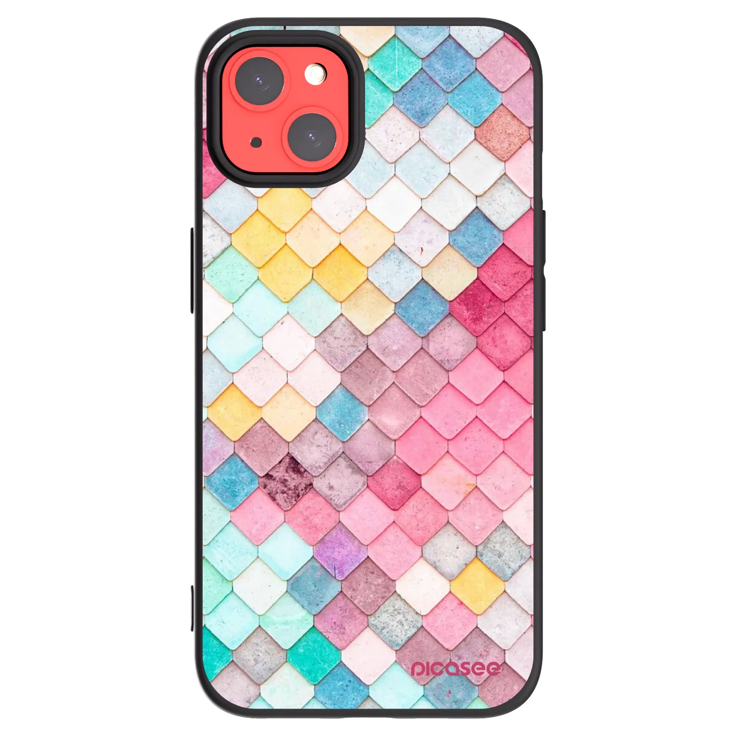Picasee silikonowe czarne etui na Apple iPhone 13 - Colorful roof