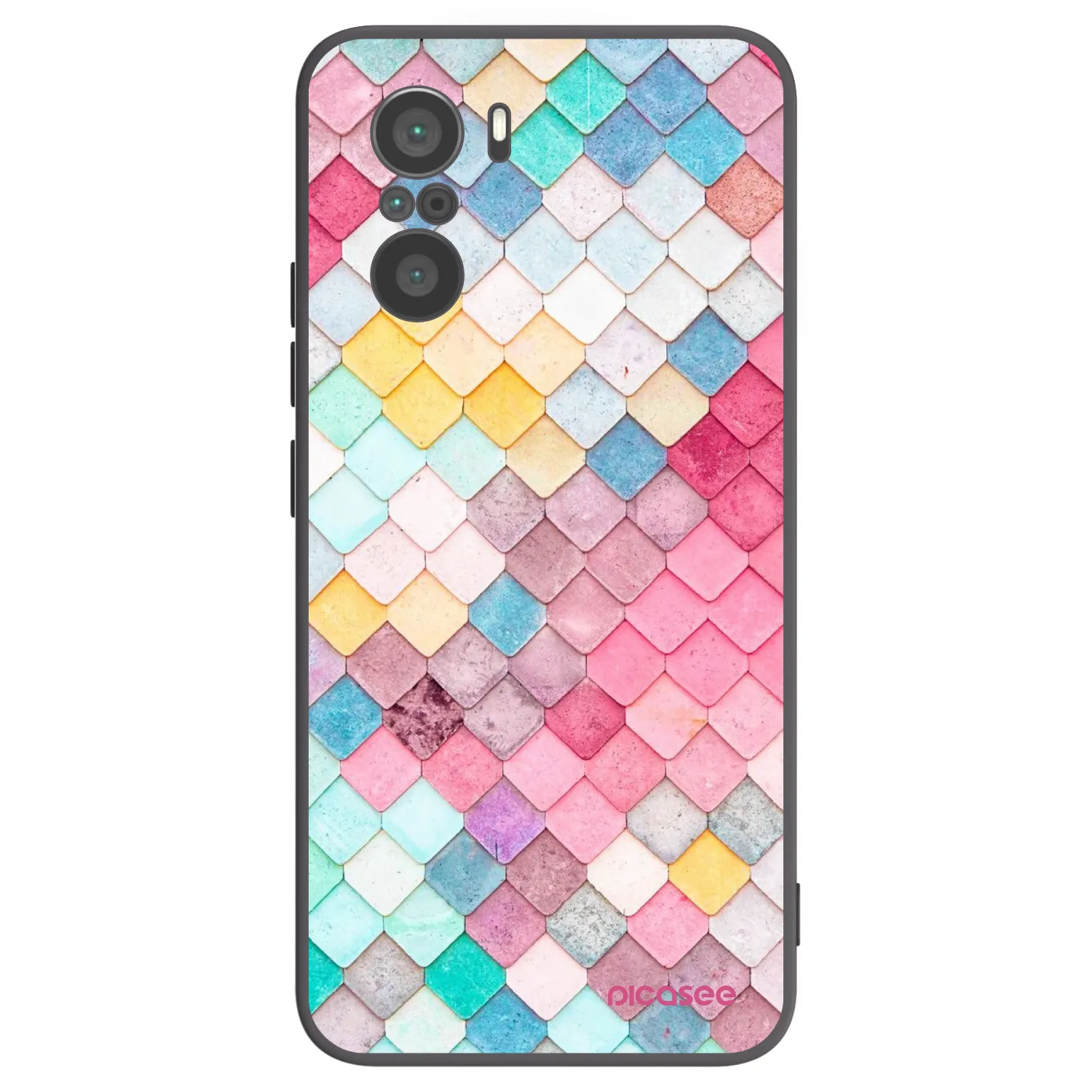 Picasee silikonowe czarne etui na Xiaomi Poco F3 - Colorful roof