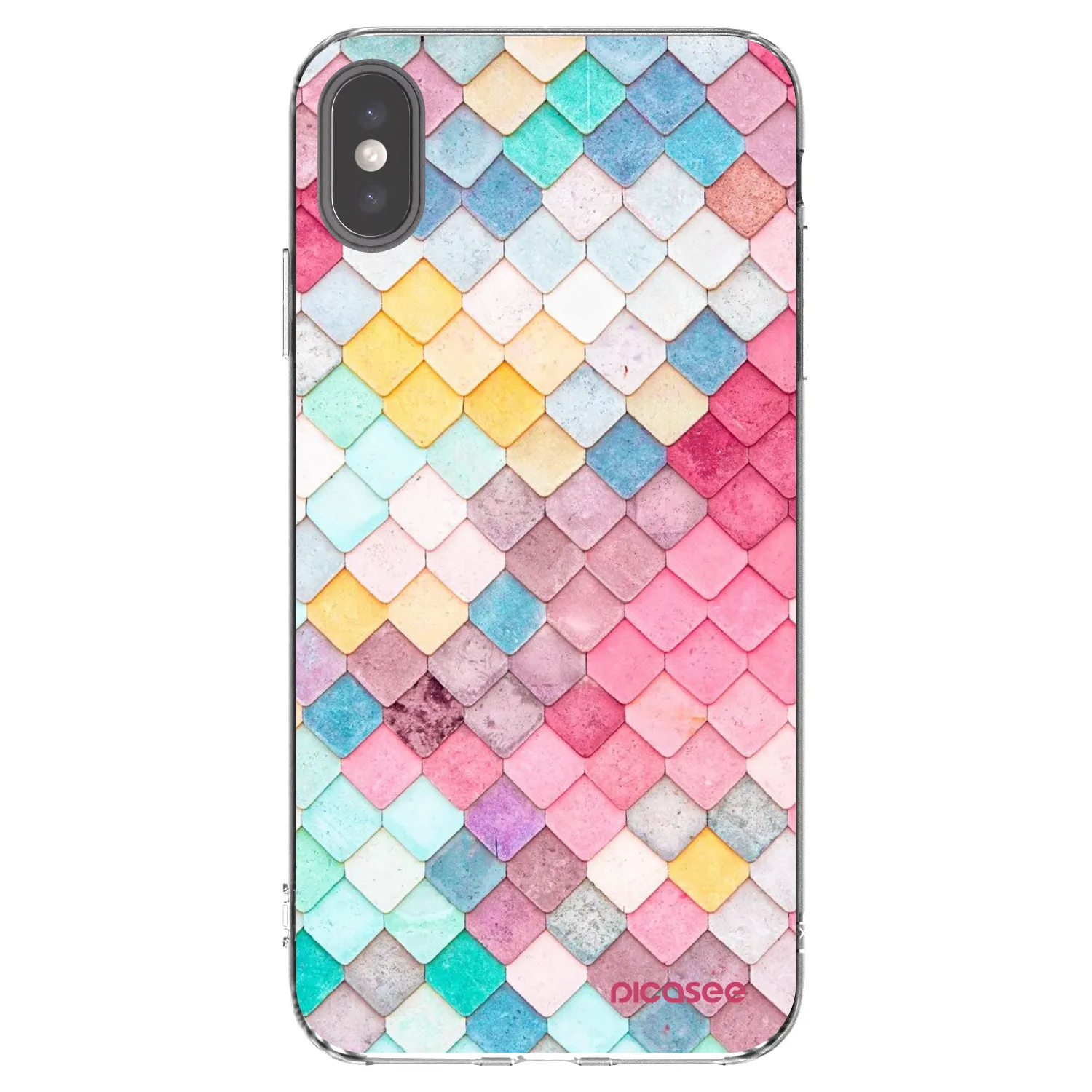 Picasee silikonowe przeźroczyste etui na Apple iPhone XS Max - Colorful roof
