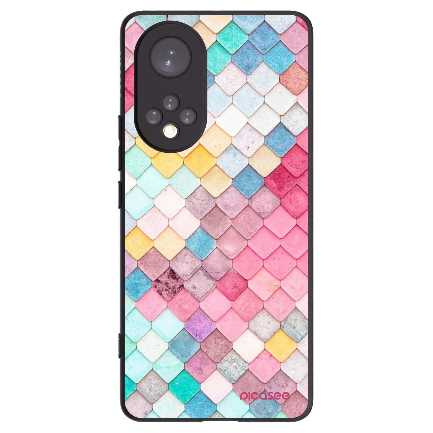 Picasee silikonowe czarne etui na Huawei Nova 9 - Colorful roof