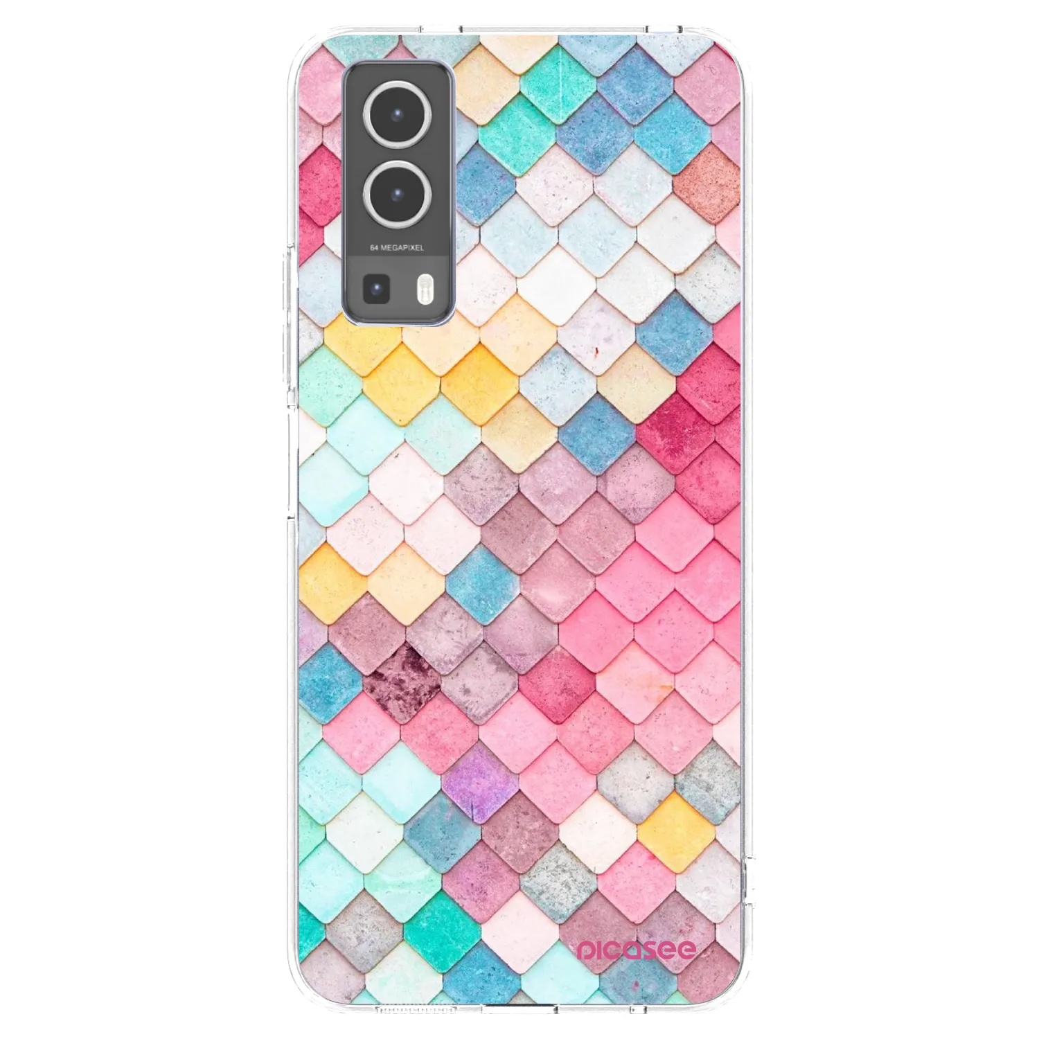 Picasee silikonowe przeźroczyste etui na Vivo Y72 5G - Colorful roof