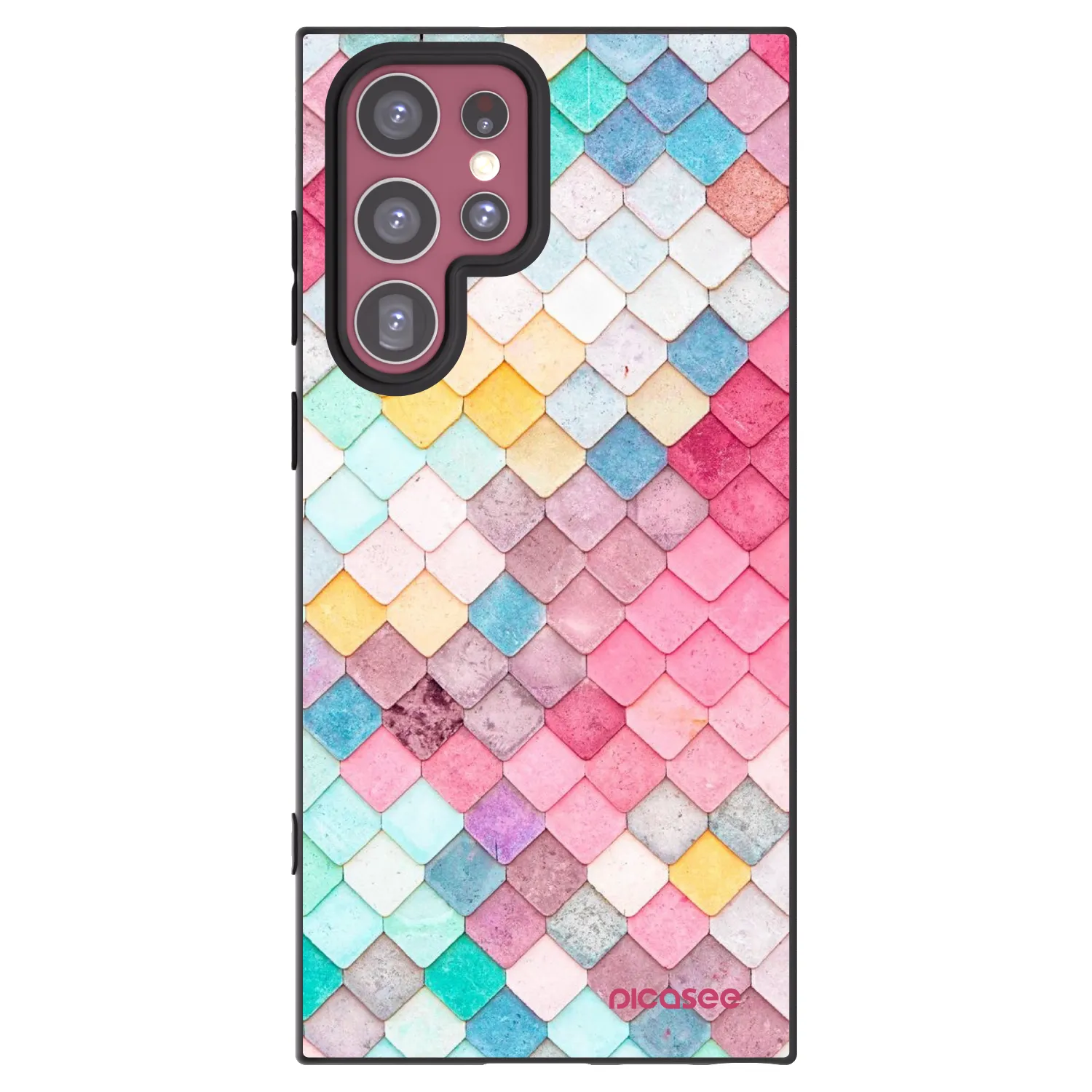 Picasee silikonowe czarne etui na Samsung Galaxy S22 Ultra 5G - Colorful roof