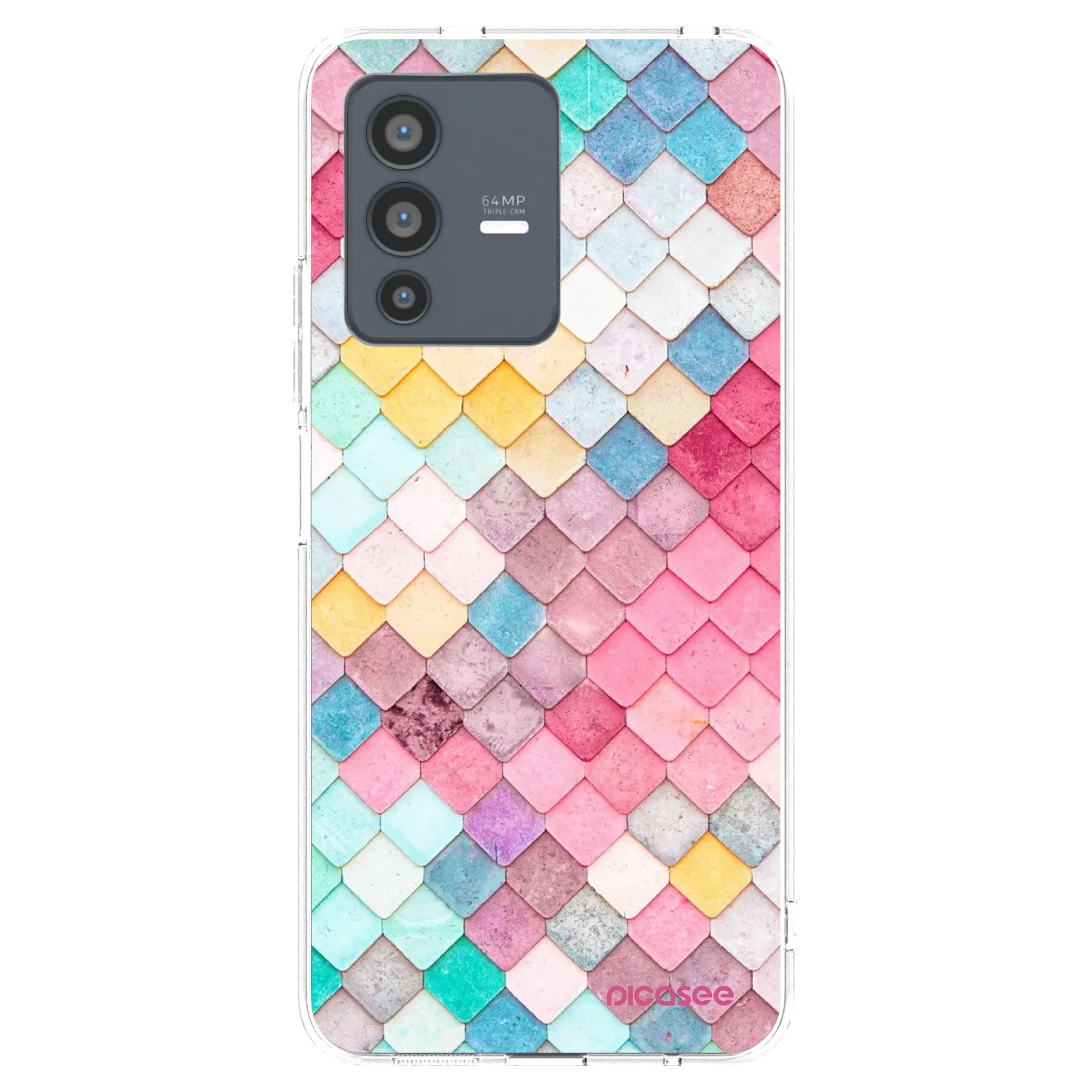 Picasee silikonowe przeźroczyste etui na Vivo V23 5G - Colorful roof