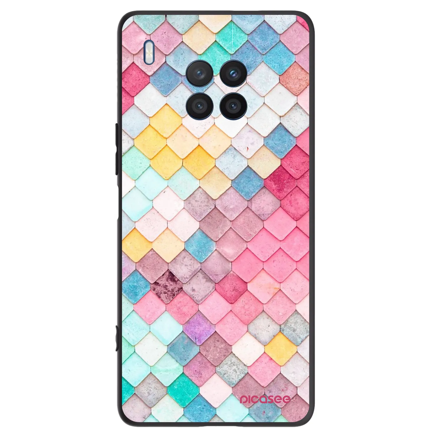 Picasee silikonowe czarne etui na Honor 50 Lite - Colorful roof