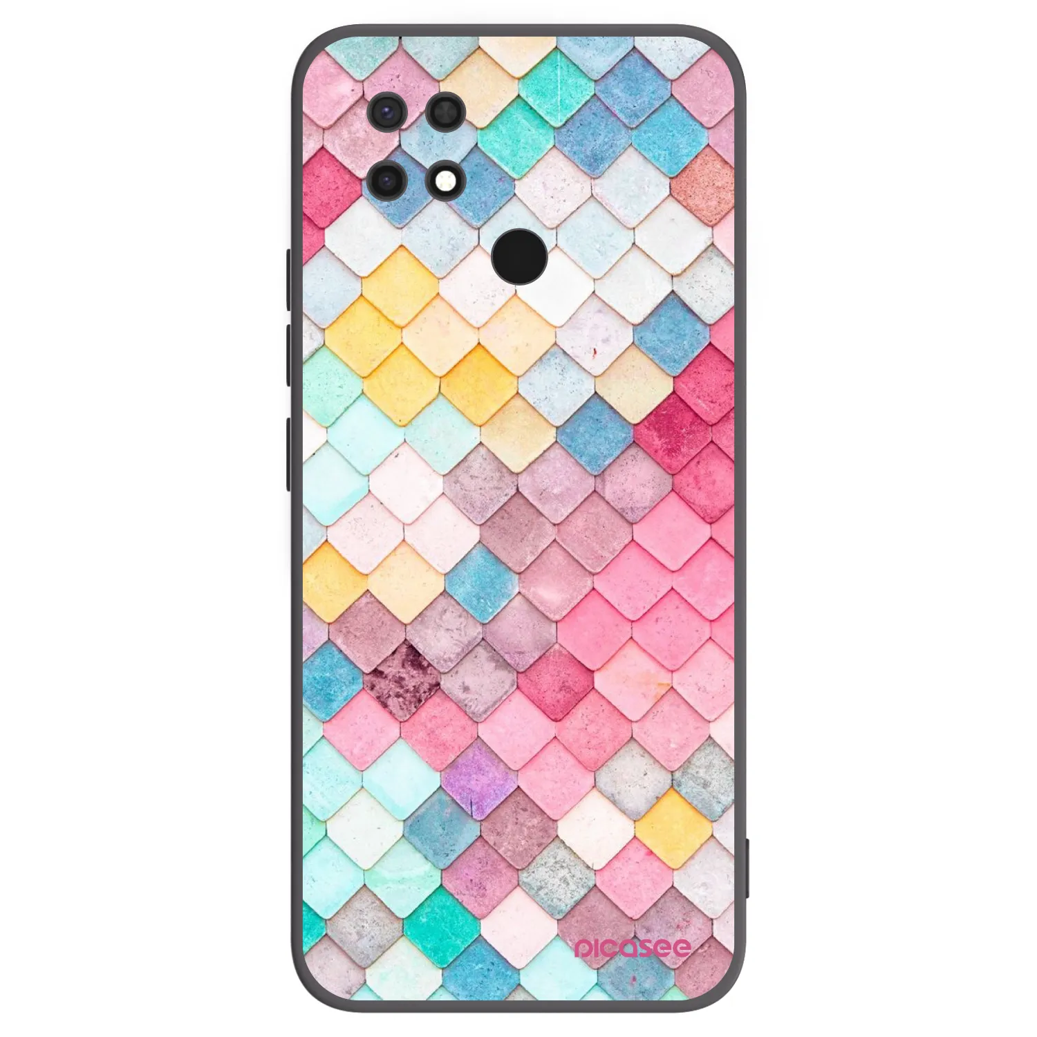 Picasee silikonowe czarne etui na Xiaomi Redmi 10C - Colorful roof