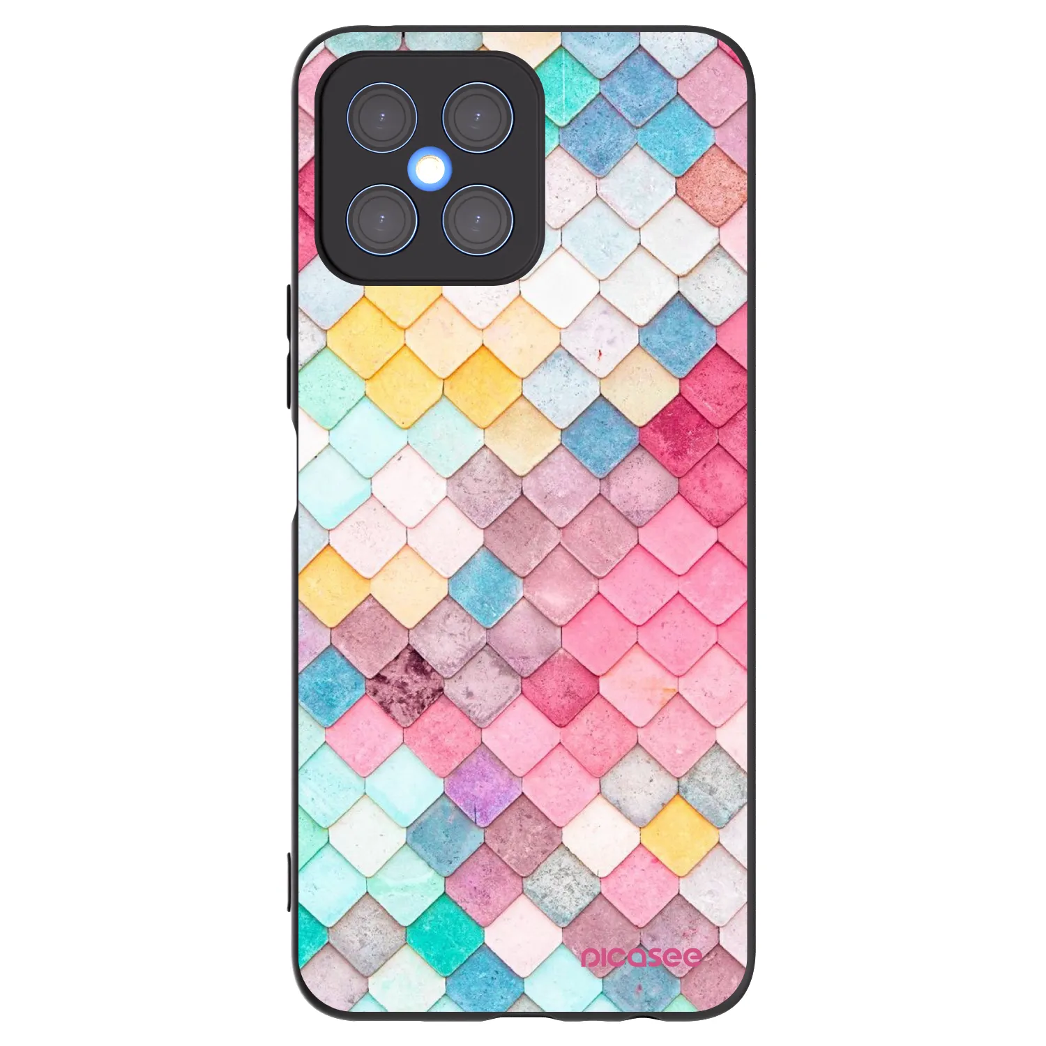 Picasee silikonowe czarne etui na Honor X8 4G - Colorful roof