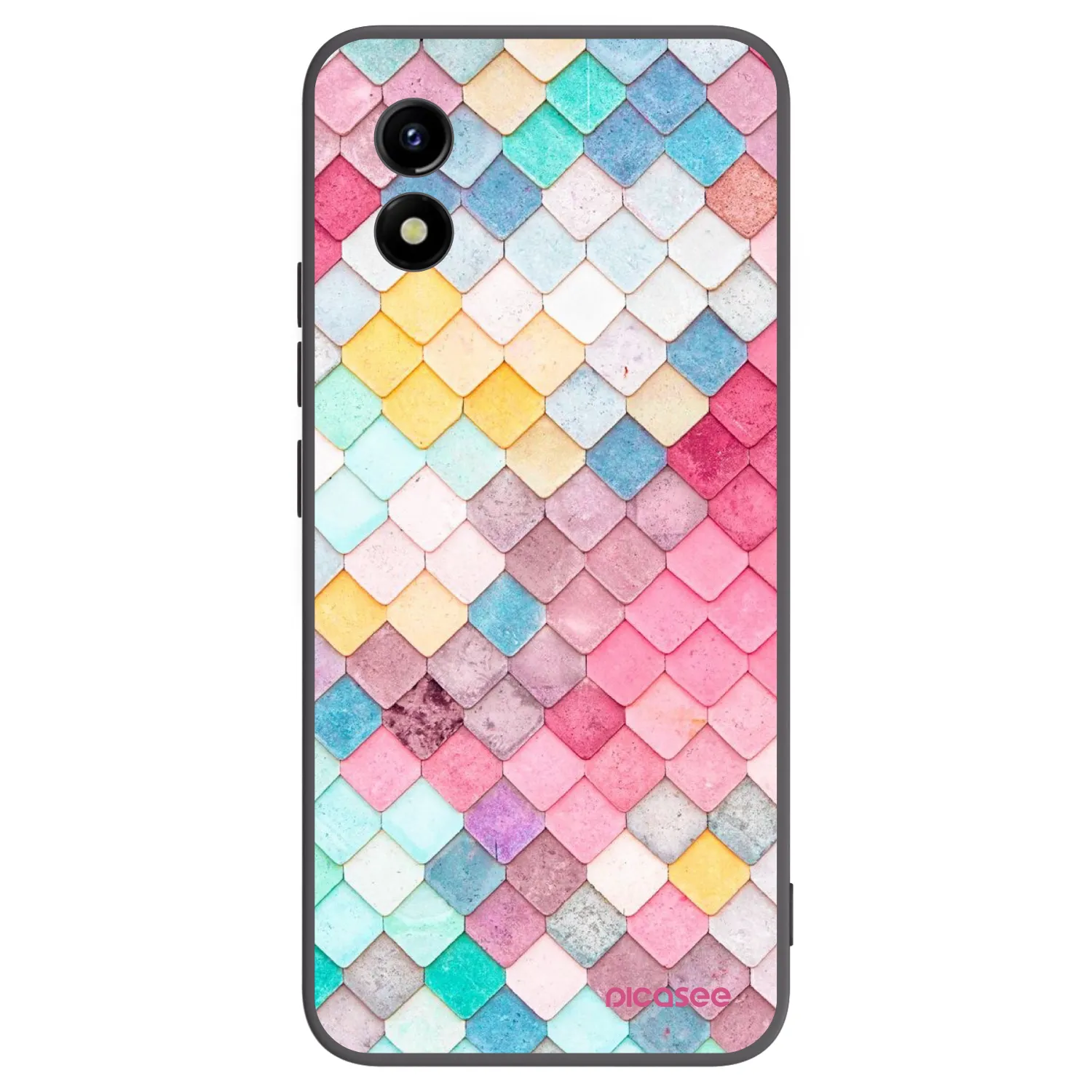 Picasee silikonowe czarne etui na Vivo Y01 - Colorful roof