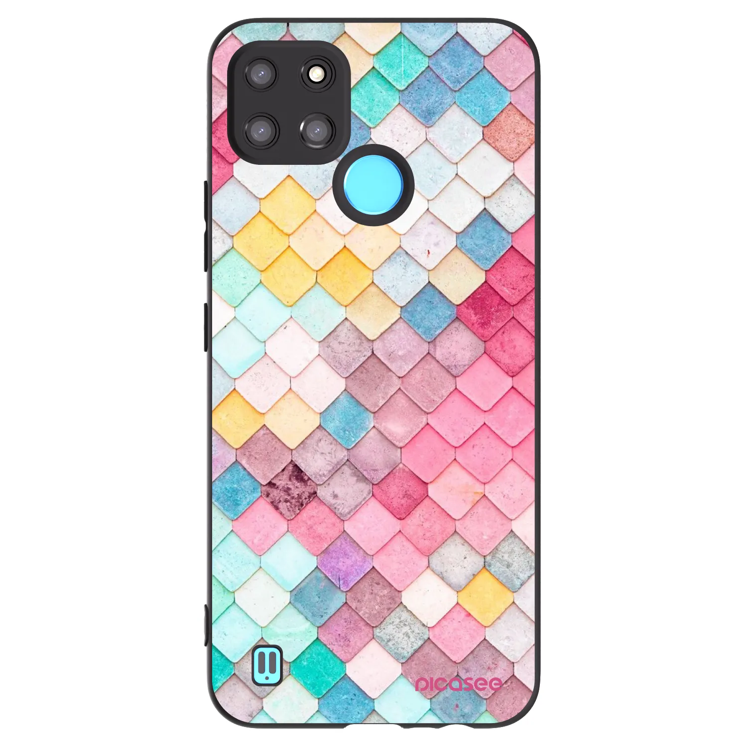 Picasee silikonowe czarne etui na Realme C21Y - Colorful roof