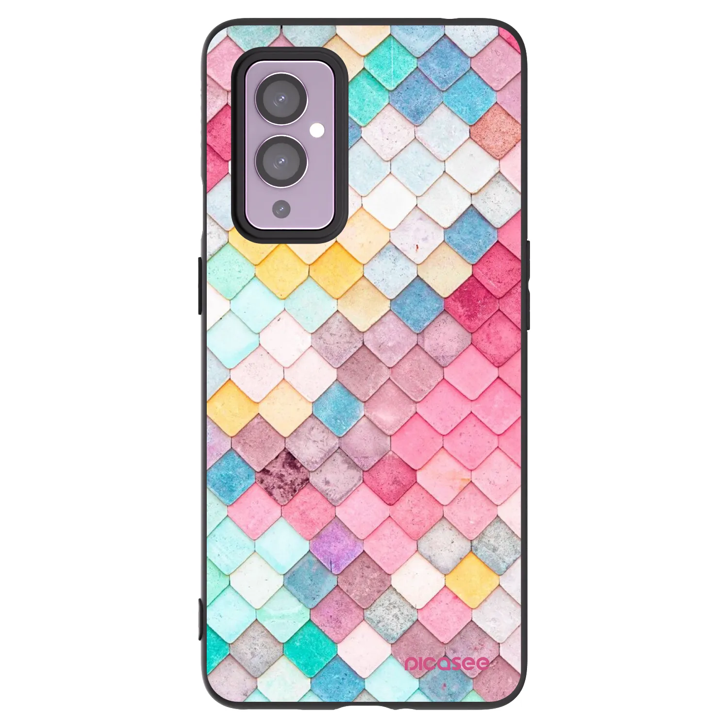 Picasee silikonowe czarne etui na OnePlus 9 - Colorful roof