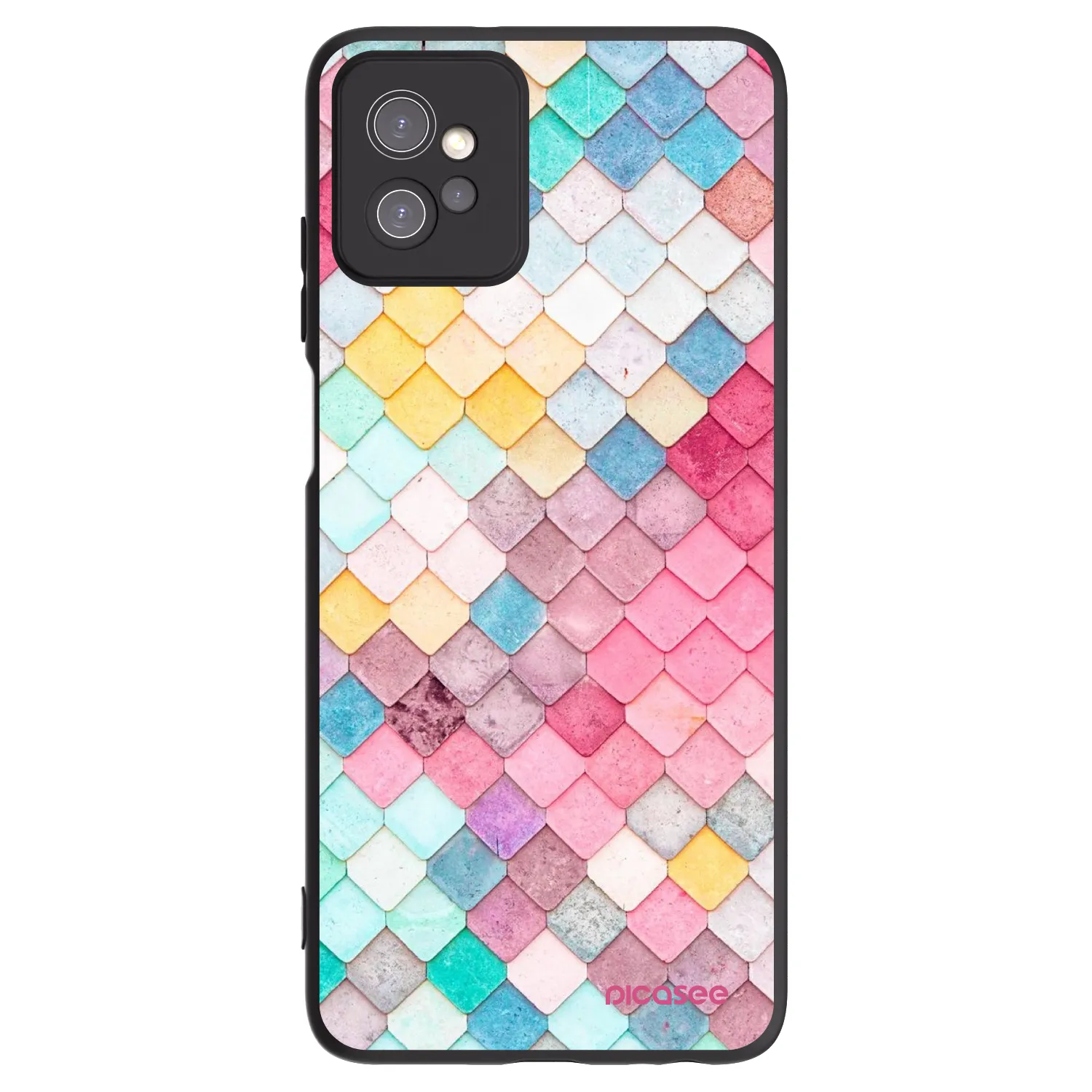 Picasee silikonowe czarne etui na Motorola Moto G32 - Colorful roof