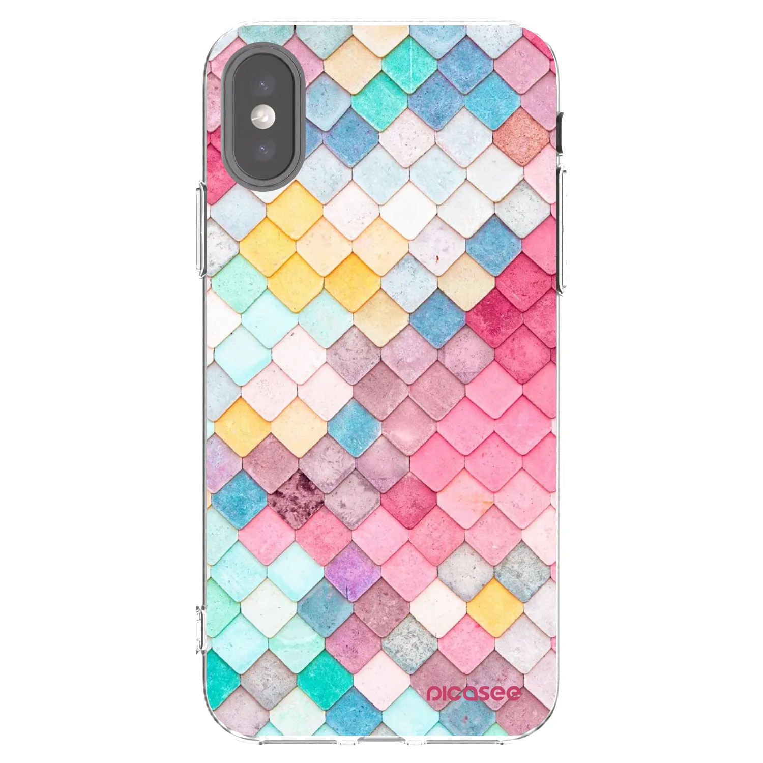 Picasee silikonowe przeźroczyste etui na Apple iPhone X/XS - Colorful roof
