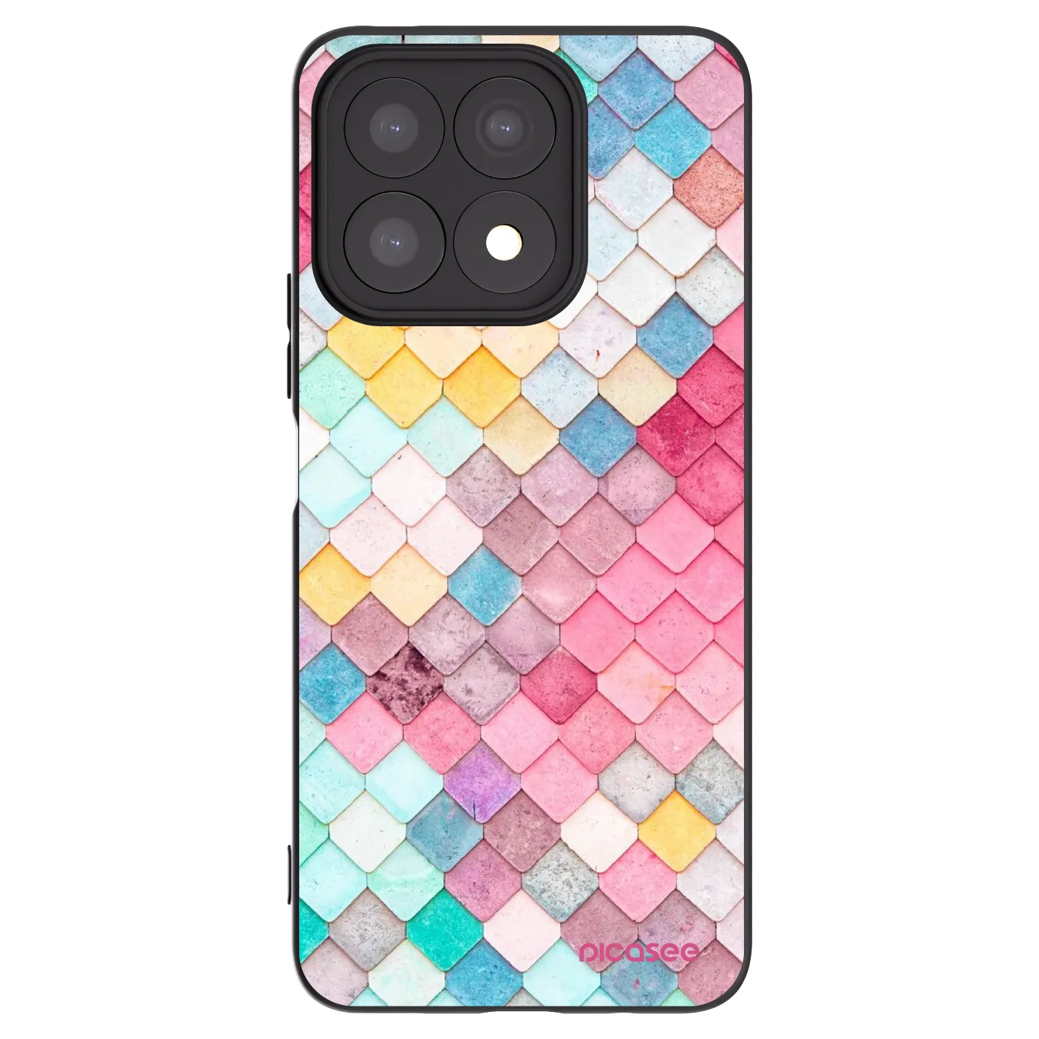 Picasee silikonowe czarne etui na Honor X8a - Colorful roof