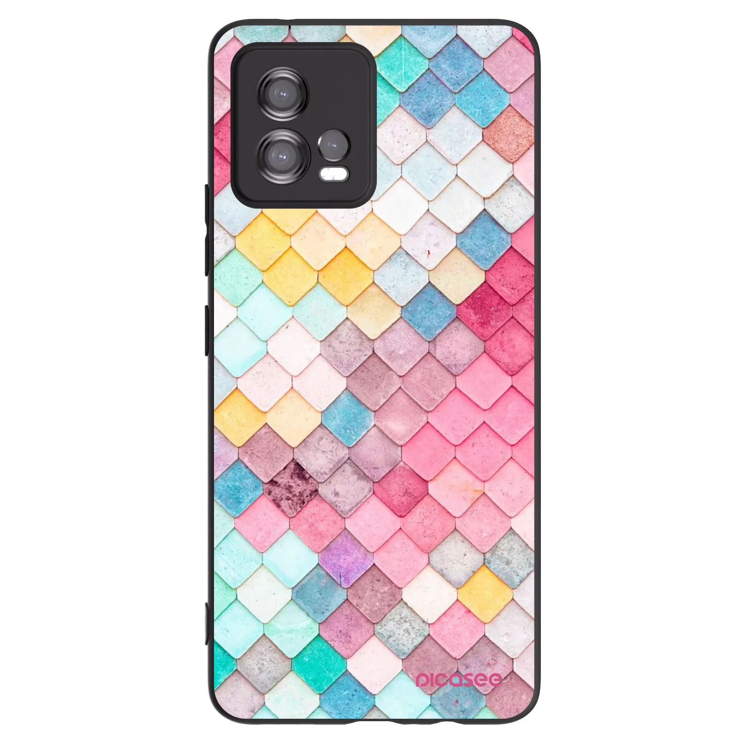 Picasee silikonowe czarne etui na Motorola Moto G72 - Colorful roof