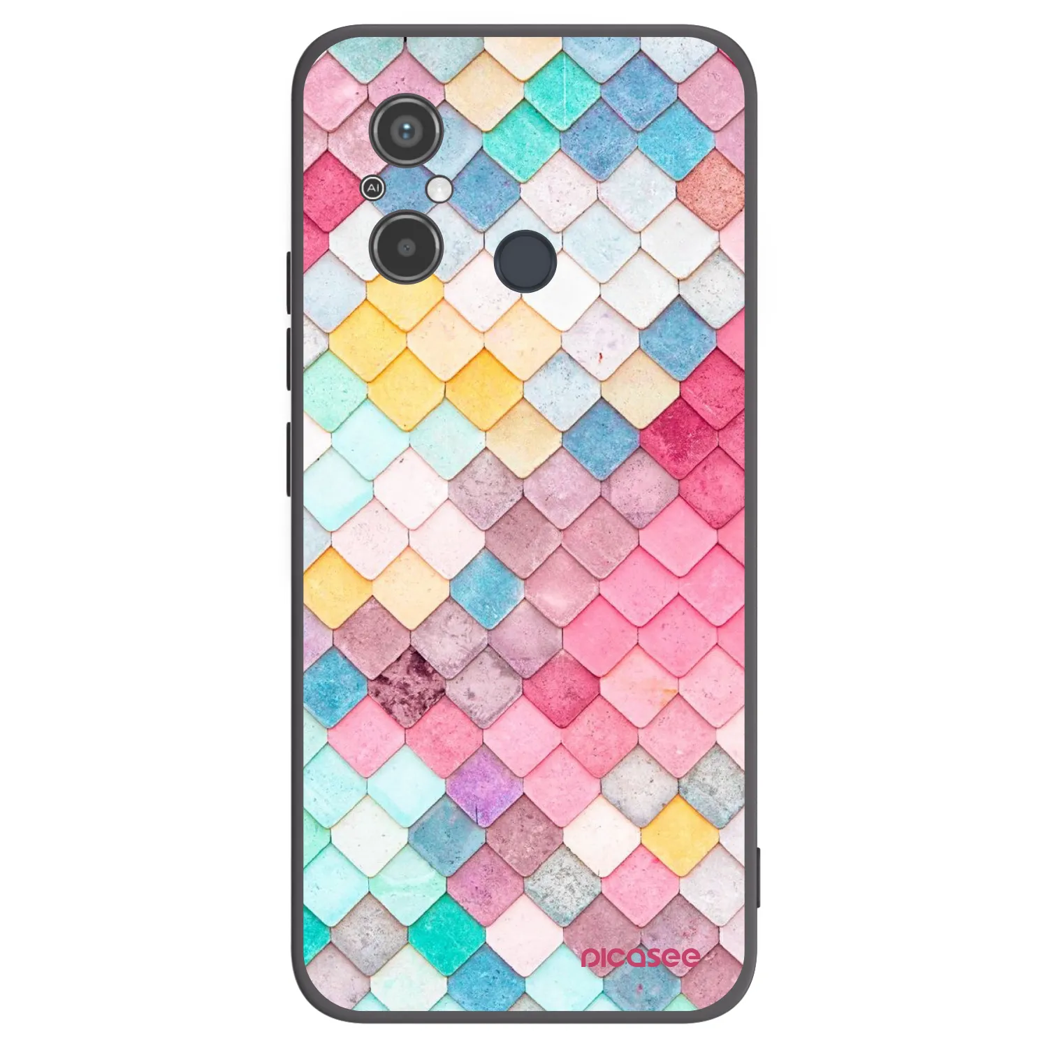 Picasee silikonowe czarne etui na Xiaomi Redmi 12C - Colorful roof