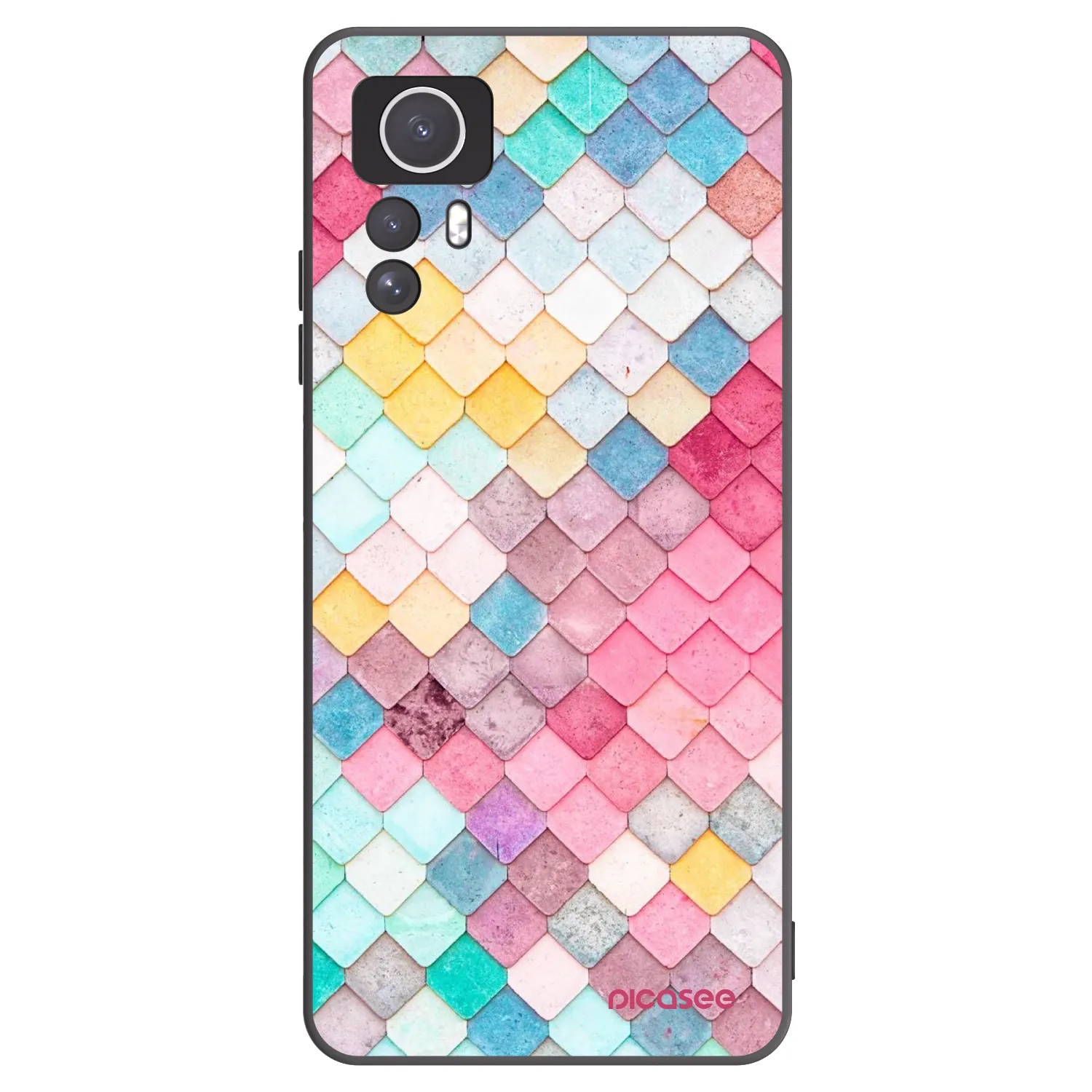 Picasee silikonowe czarne etui na Xiaomi Redmi Note 12S - Colorful roof