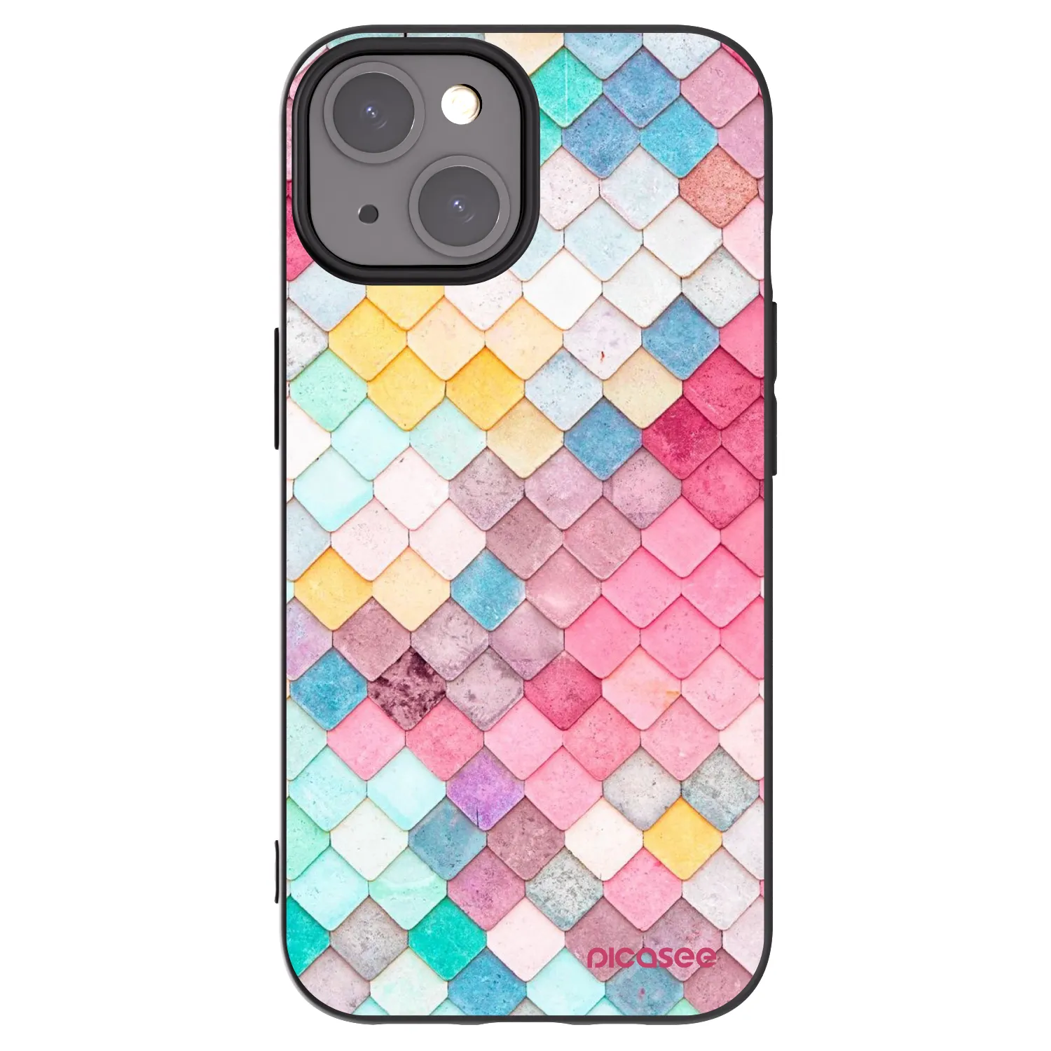 Picasee silikonowe czarne etui na Apple iPhone 15 - Colorful roof
