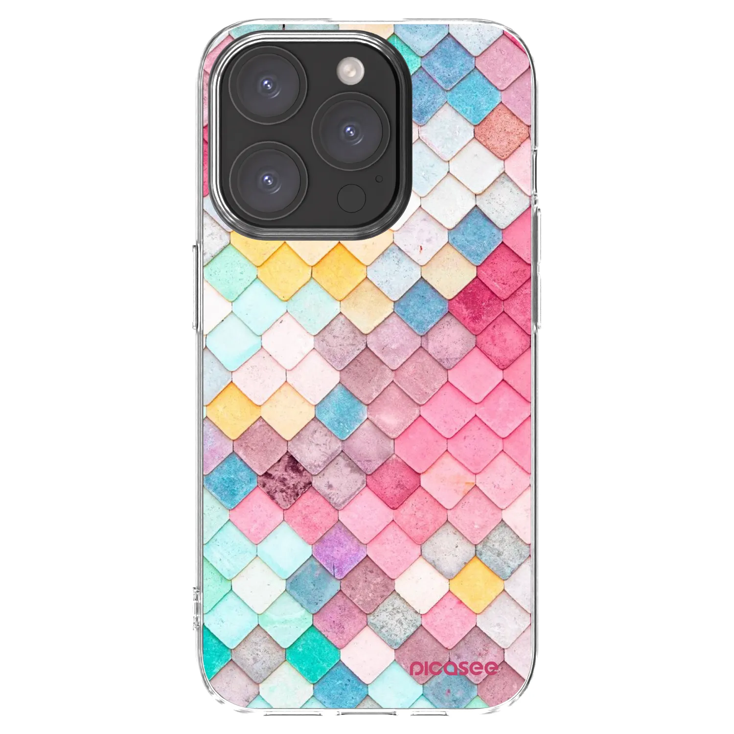Picasee silikonowe przeźroczyste etui na Apple iPhone 15 Pro - Colorful roof