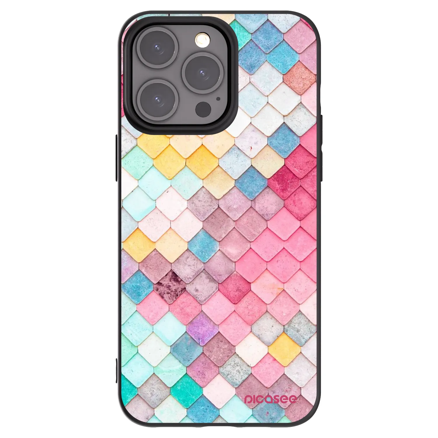 Picasee silikonowe czarne etui na Apple iPhone 15 Pro Max - Colorful roof