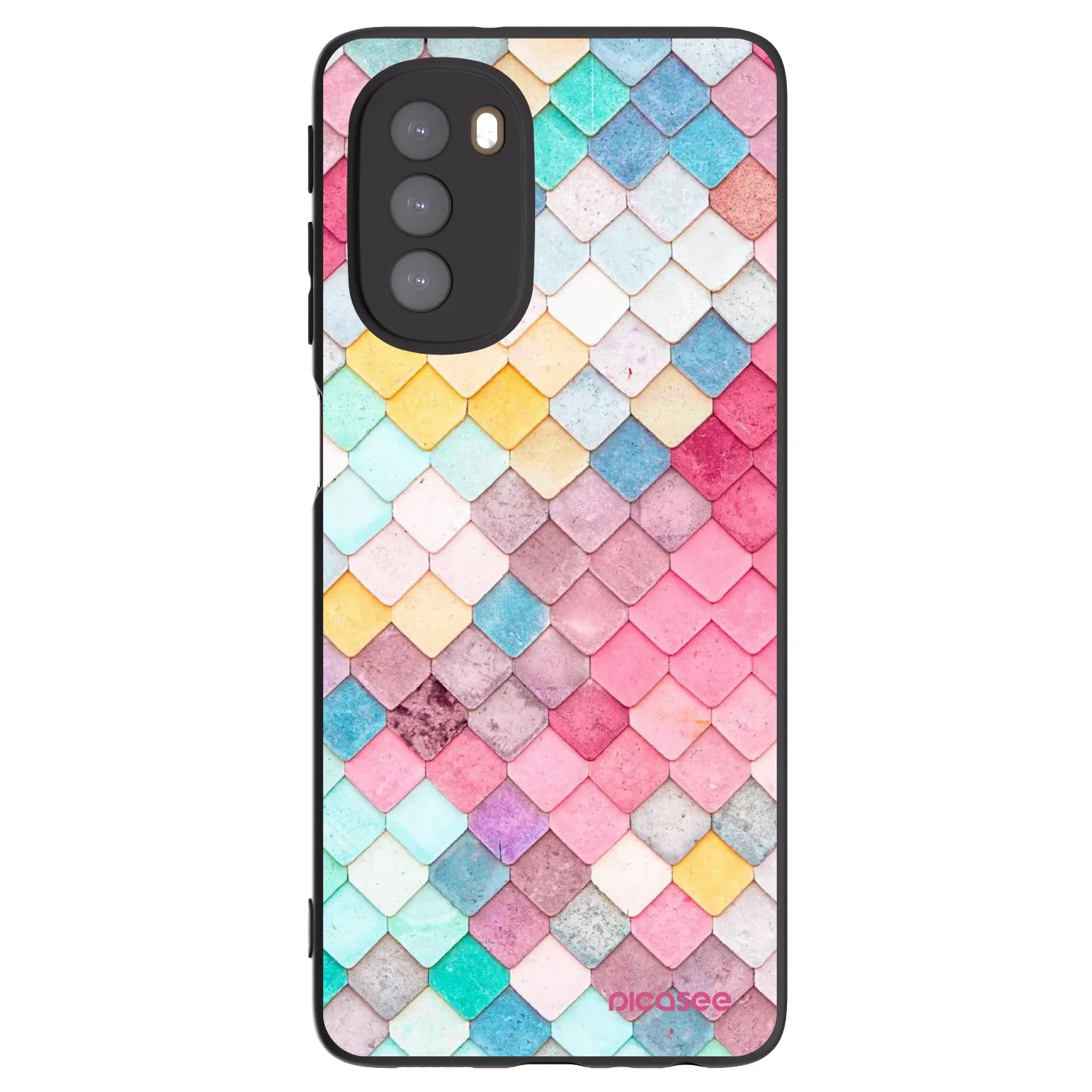 Picasee silikonowe czarne etui na Motorola Moto G51 - Colorful roof