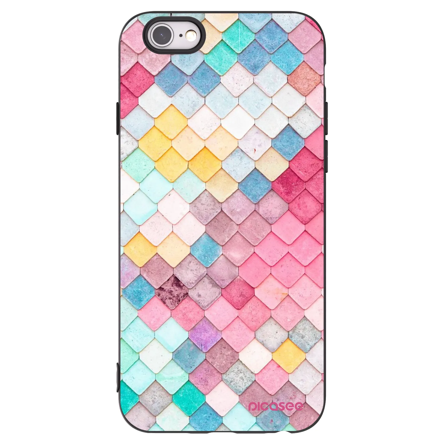 Picasee silikonowe czarne etui na Apple iPhone 6/6S - Colorful roof