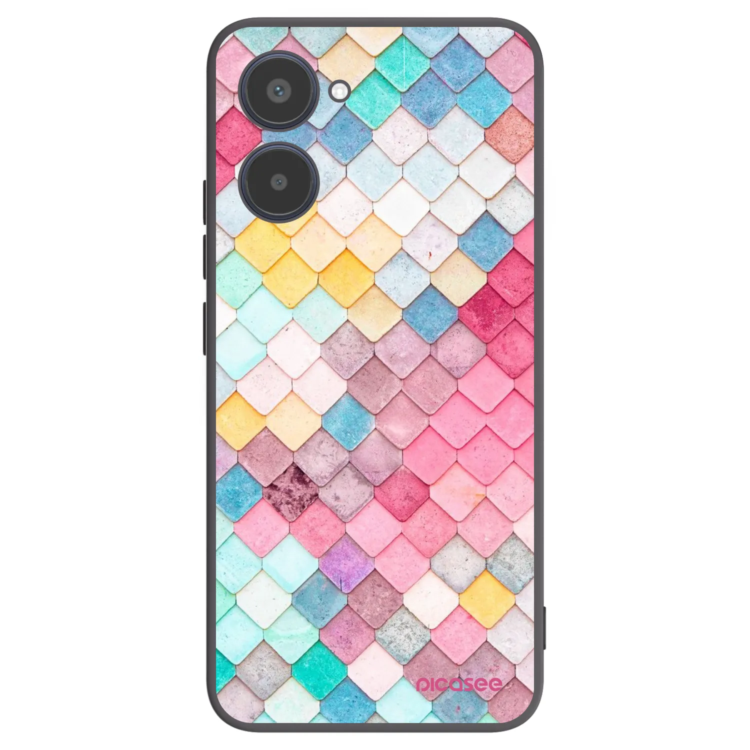 Picasee silikonowe czarne etui na Realme 10 4G - Colorful roof