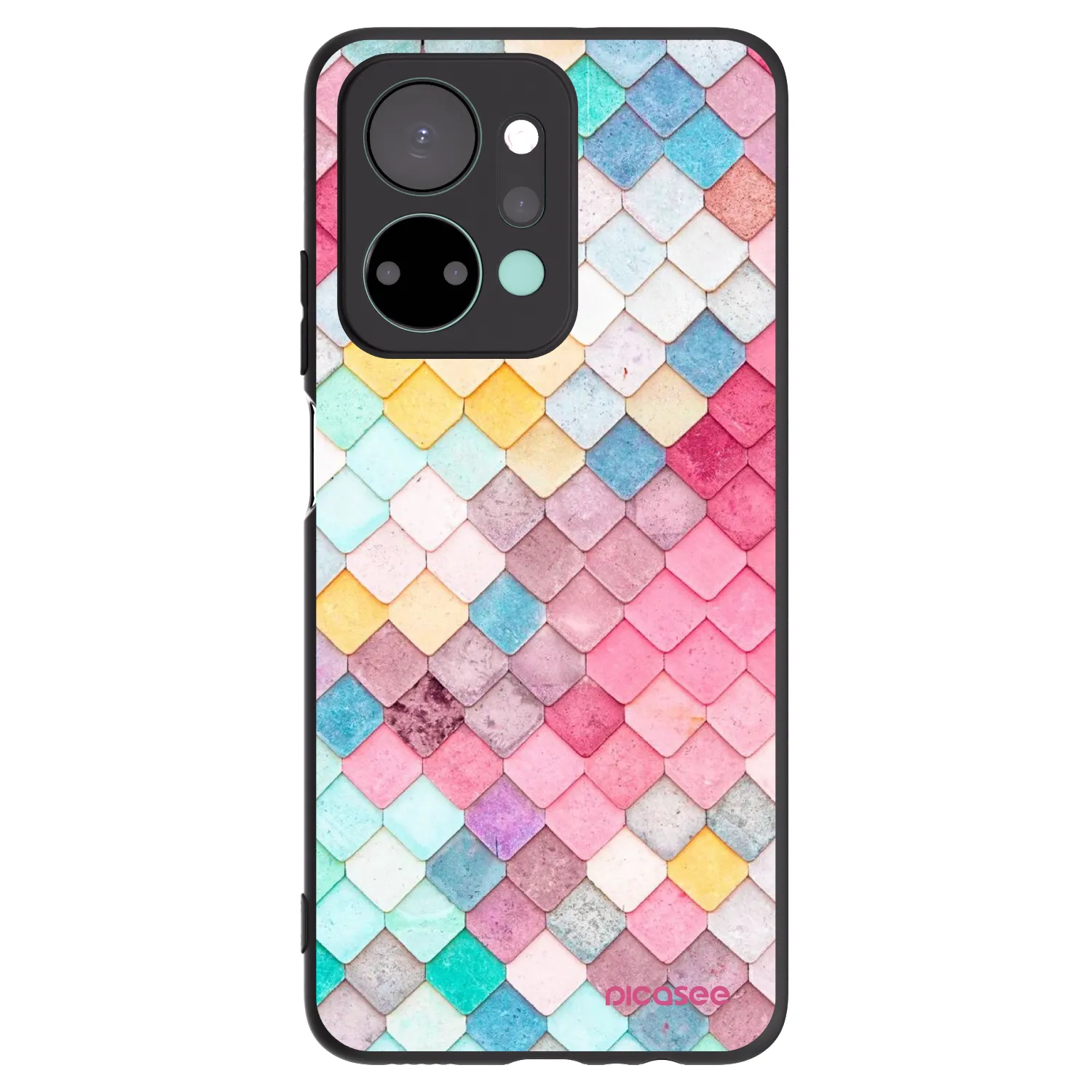 Picasee silikonowe czarne etui na Honor X7a - Colorful roof