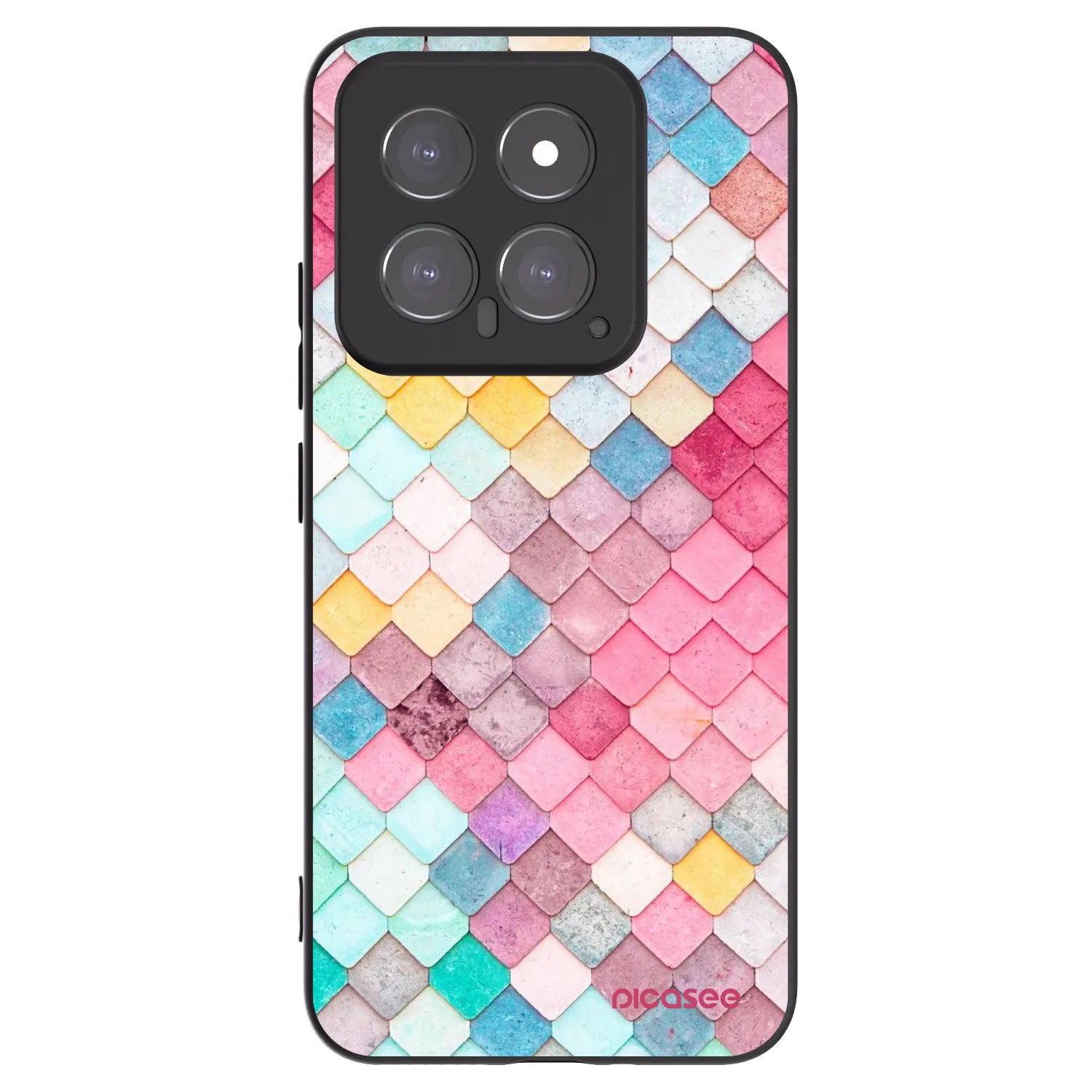 Picasee silikonowe czarne etui na Xiaomi 14 - Colorful roof