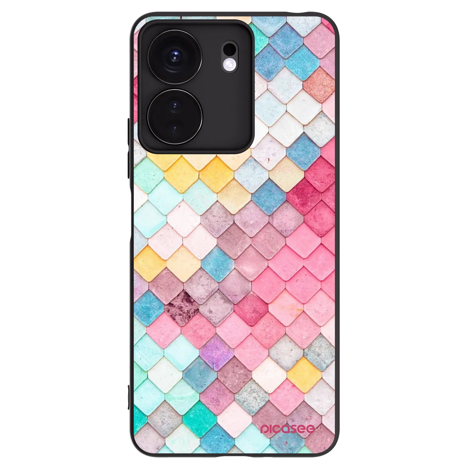Picasee silikonowe czarne etui na Xiaomi Redmi 13C 4G - Colorful roof