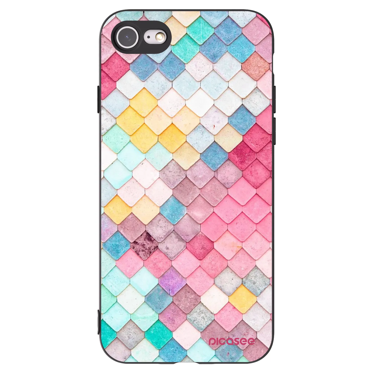 Picasee silikonowe czarne etui na Apple iPhone 8 - Colorful roof