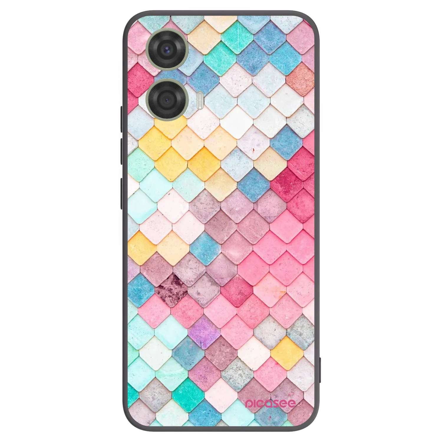 Picasee silikonowe czarne etui na Motorola Moto G24 - Colorful roof