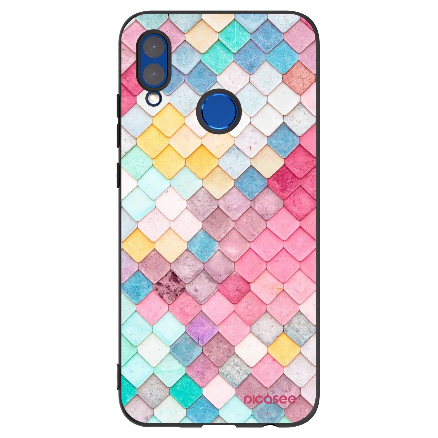 Picasee silikonowe czarne etui na Honor 10 Lite - Colorful roof