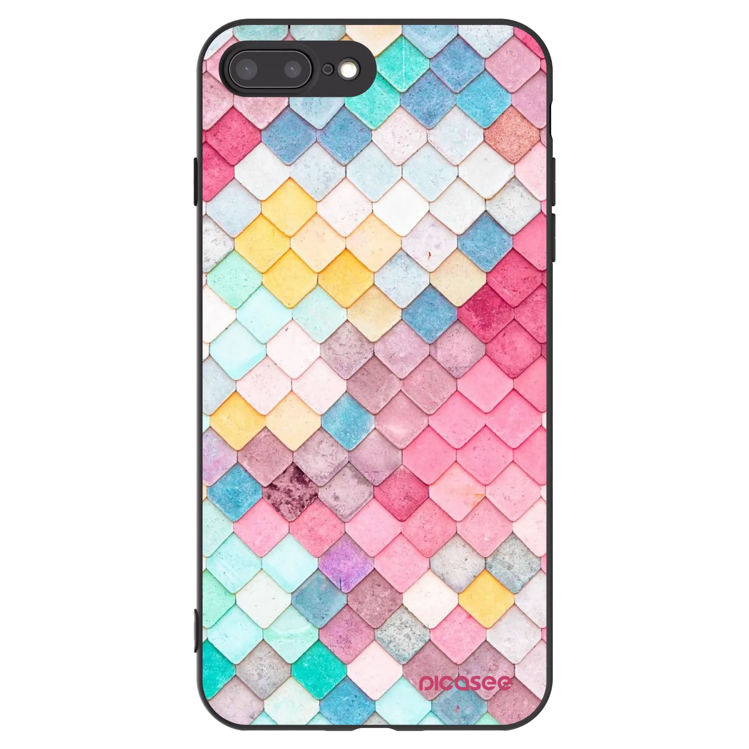 Picasee silikonowe czarne etui na Apple iPhone 7 Plus - Colorful roof