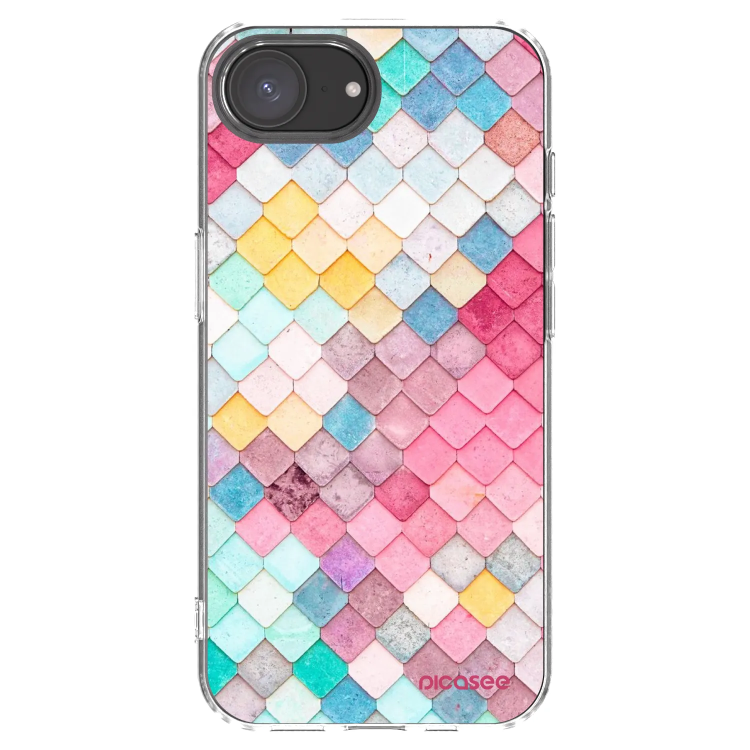 Picasee silikonowe przeźroczyste etui na Apple iPhone 16e - Colorful roof
