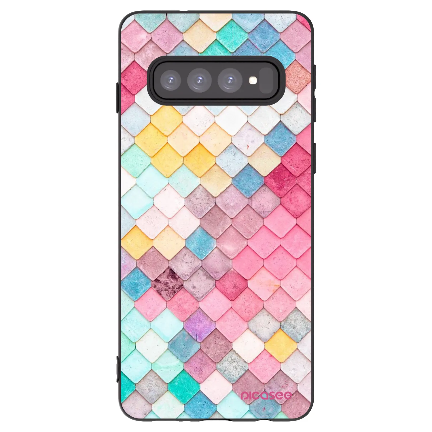 Picasee silikonowe czarne etui na Samsung Galaxy S10 G973 - Colorful roof