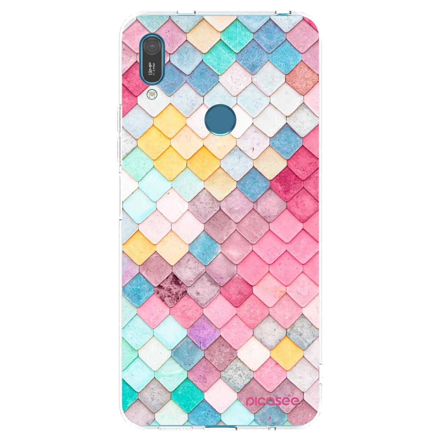 Picasee silikonowe przeźroczyste etui na Huawei Y7 2019 - Colorful roof