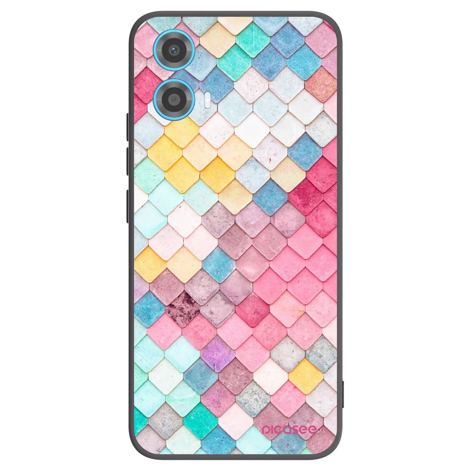 Picasee silikonowe czarne etui na Motorola Moto G34 5G - Colorful roof