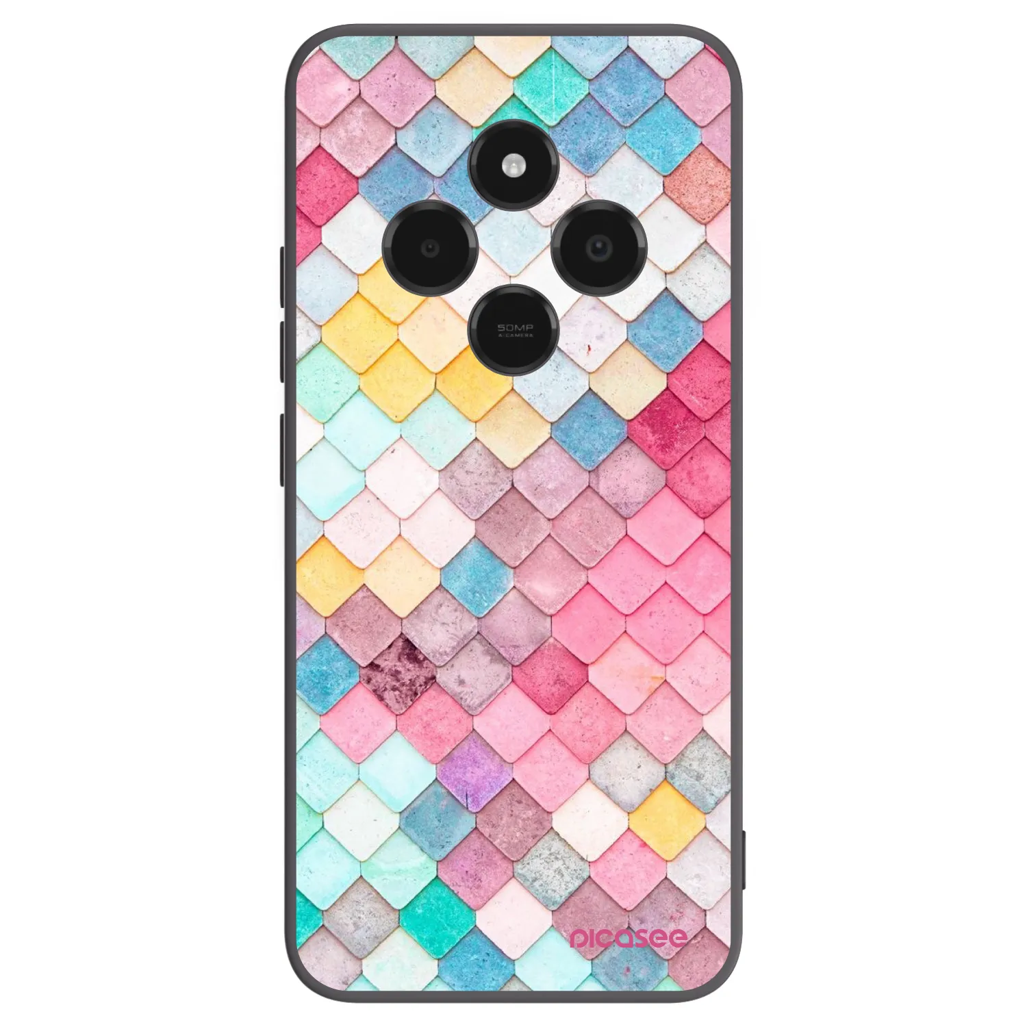Picasee silikonowe czarne etui na Xiaomi Poco C75 - Colorful roof