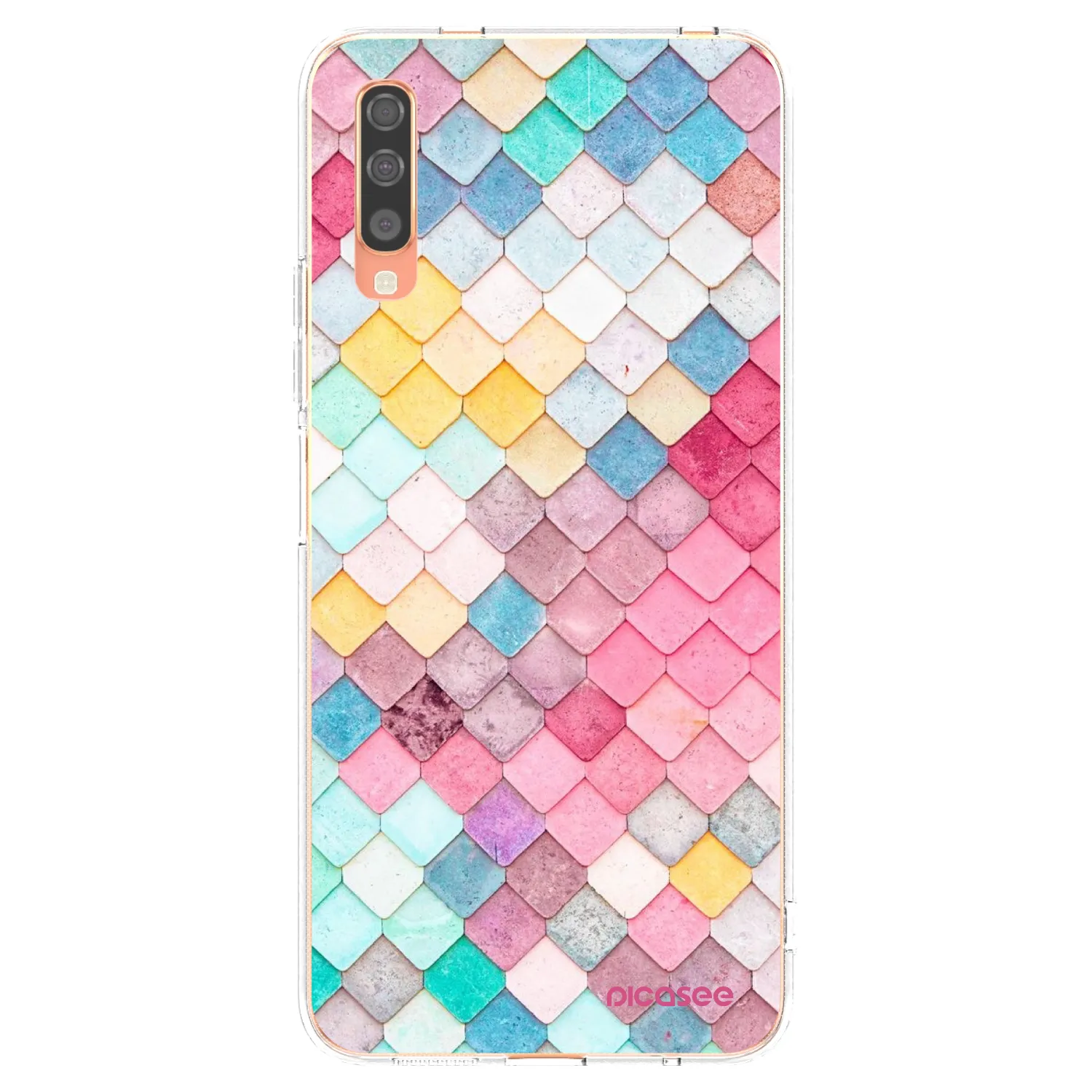 Picasee silikonowe przeźroczyste etui na Samsung Galaxy A70 A705F - Colorful roof