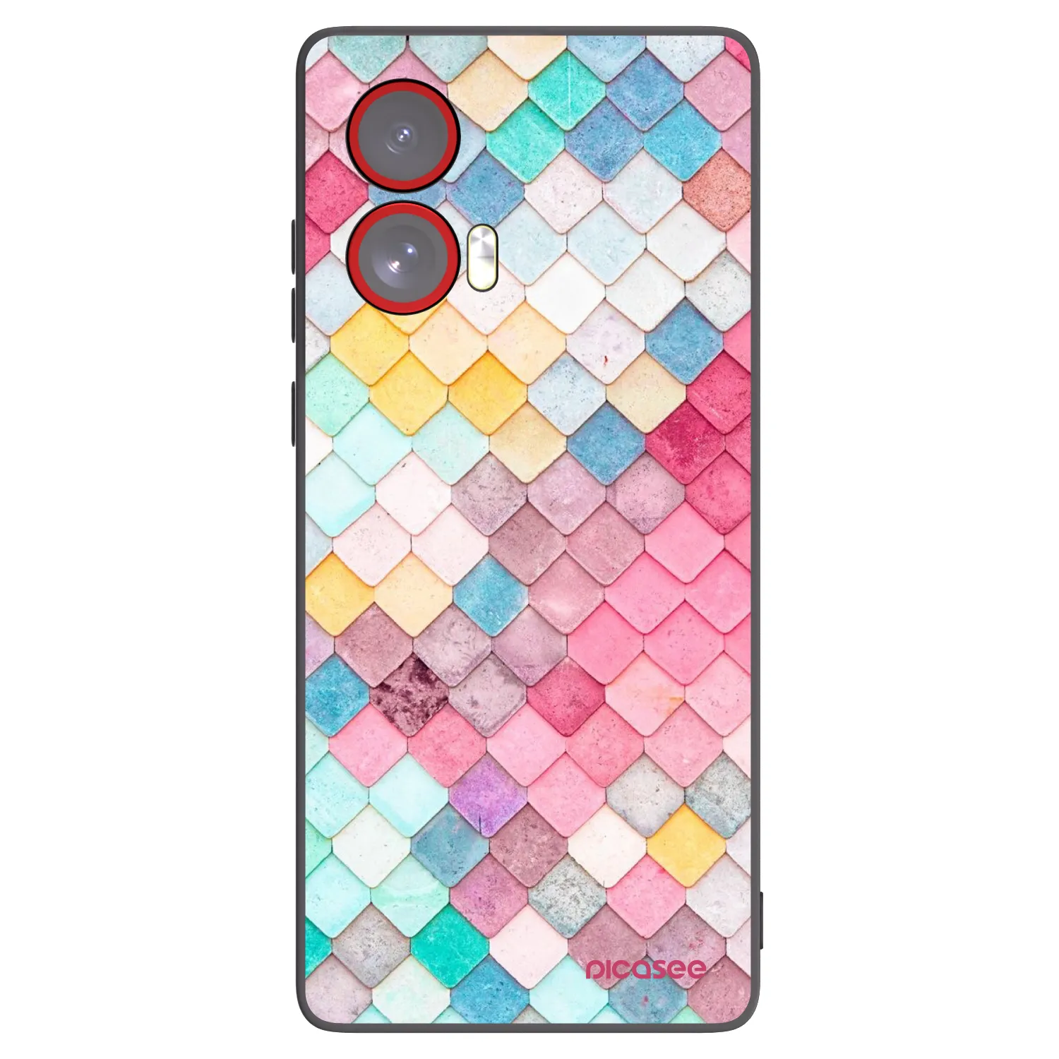 Picasee silikonowe czarne etui na Motorola Edge 50 Fusion - Colorful roof