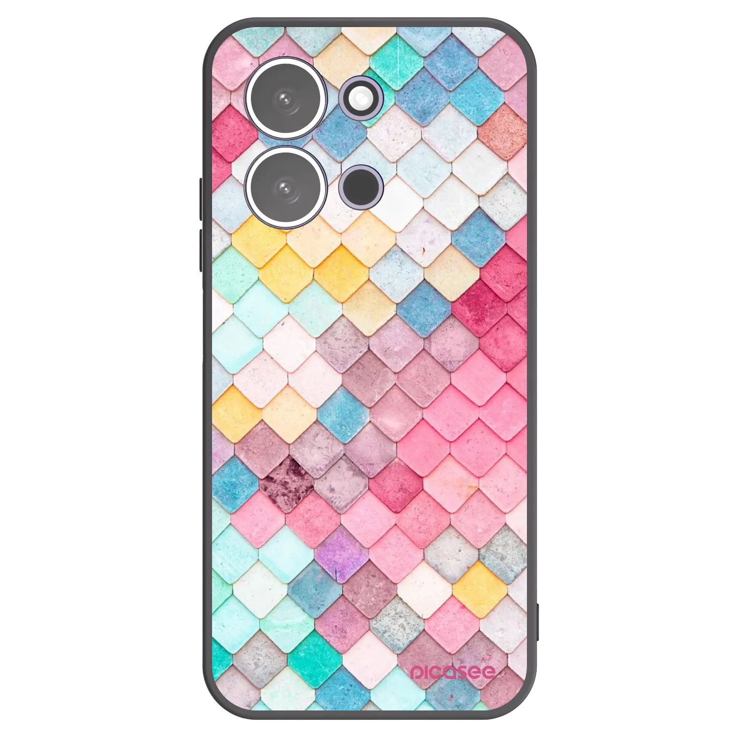 Picasee silikonowe czarne etui na Xiaomi Redmi 15C 5G - Colorful roof