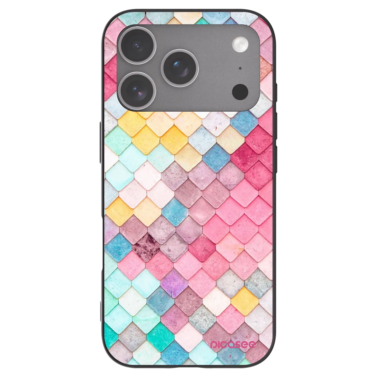 Picasee silikonowe czarne etui na Apple iPhone 18 Pro - Colorful roof