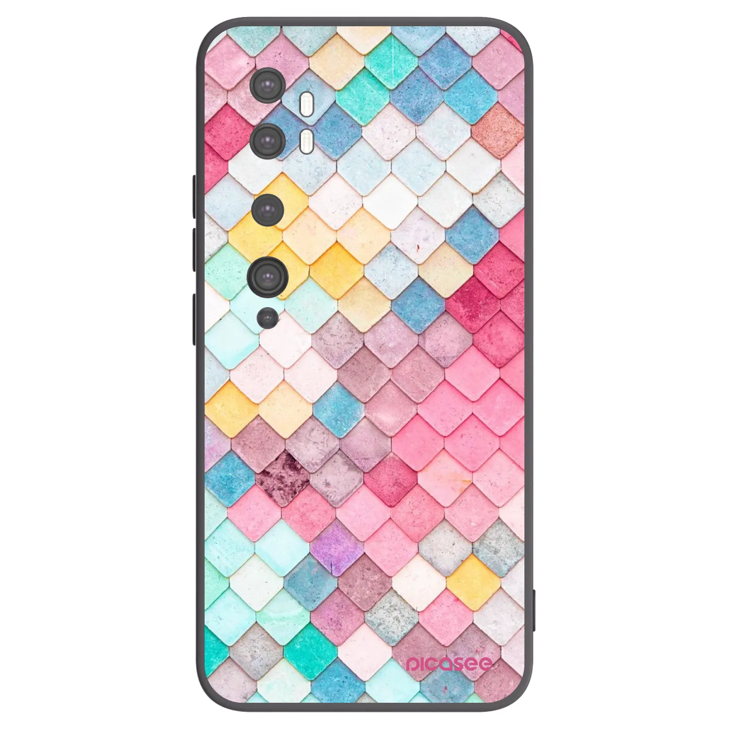 Picasee silikonowe czarne etui na Xiaomi Mi Note 10 (Pro) - Colorful roof