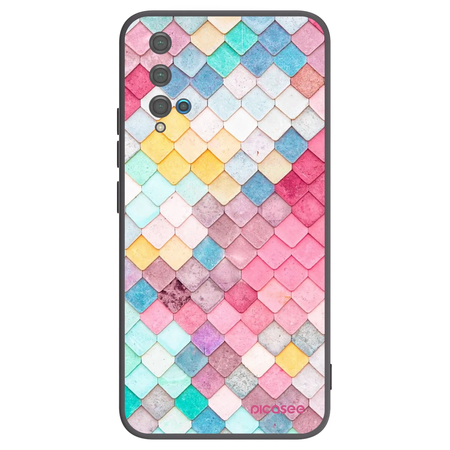 Picasee silikonowe czarne etui na Huawei Nova 5T - Colorful roof